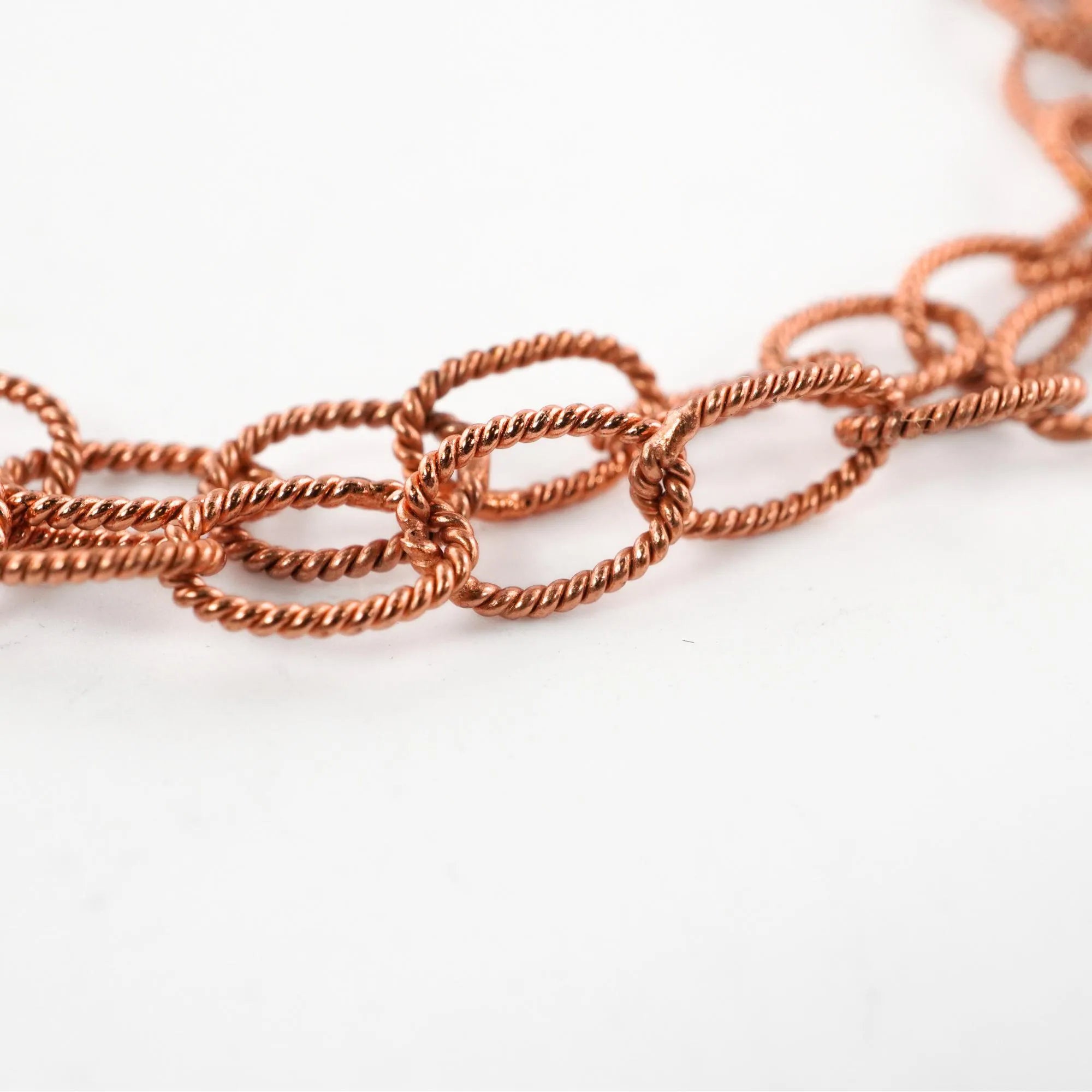 Copper Link Chain Oval Shape Necklace Antique Solid Copper Toggle Clasps Twisted Chain