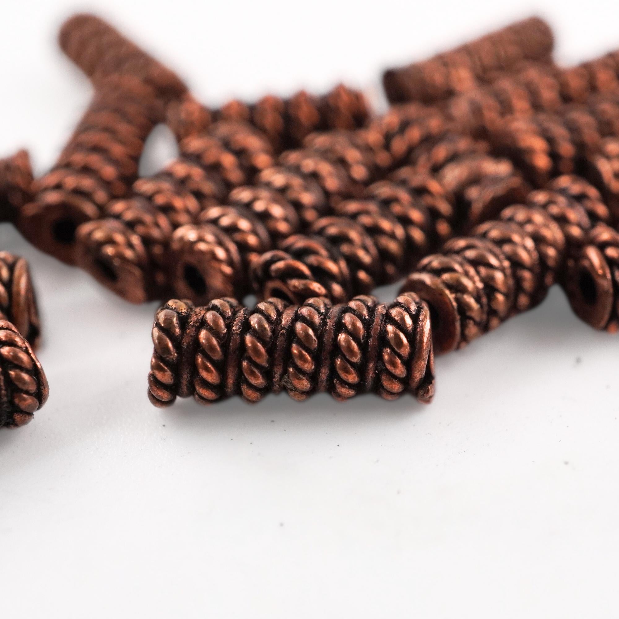 Antique Copper Tube Shape Spacers Bead Real Large Beaded