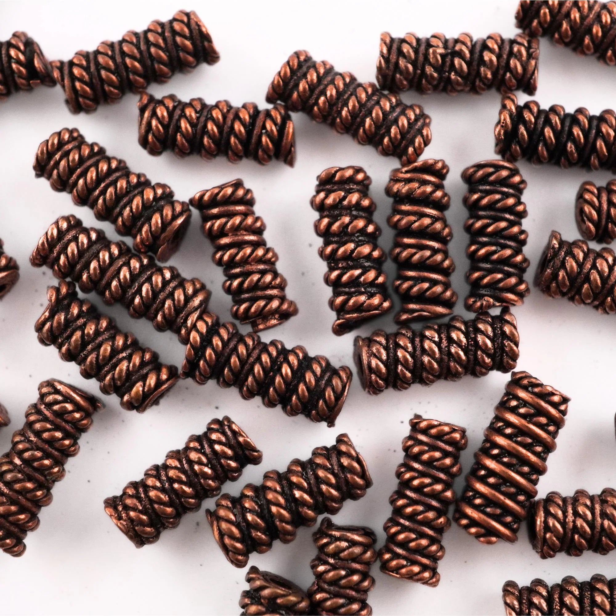 Antique Copper Tube Shape Spacers Bead Real Large Beaded
