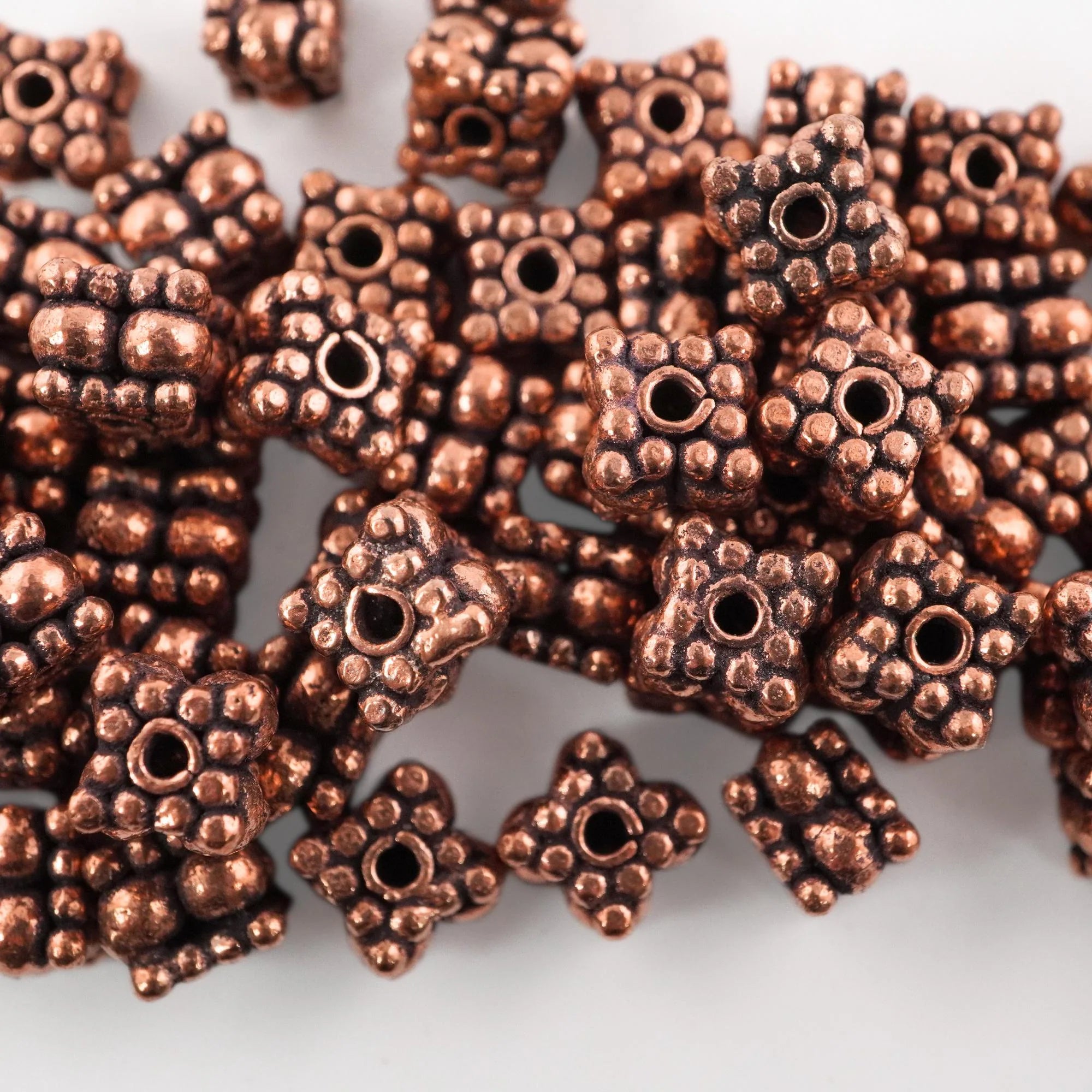 Antique Copper Square Shape Daisy Spacers Bead Real Metal Beads