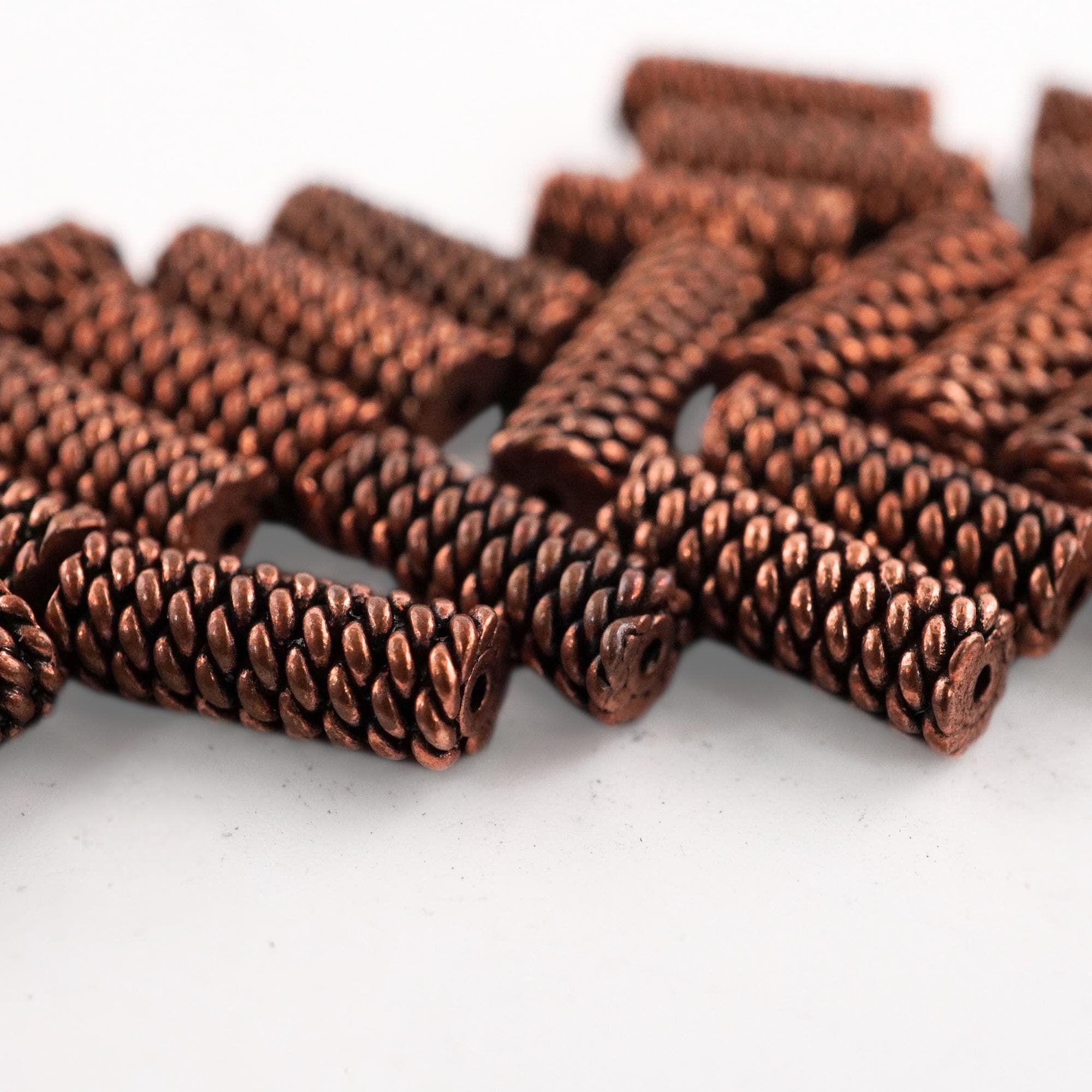 Antique Copper Tube Shape Spacers Bead Real Large Beaded