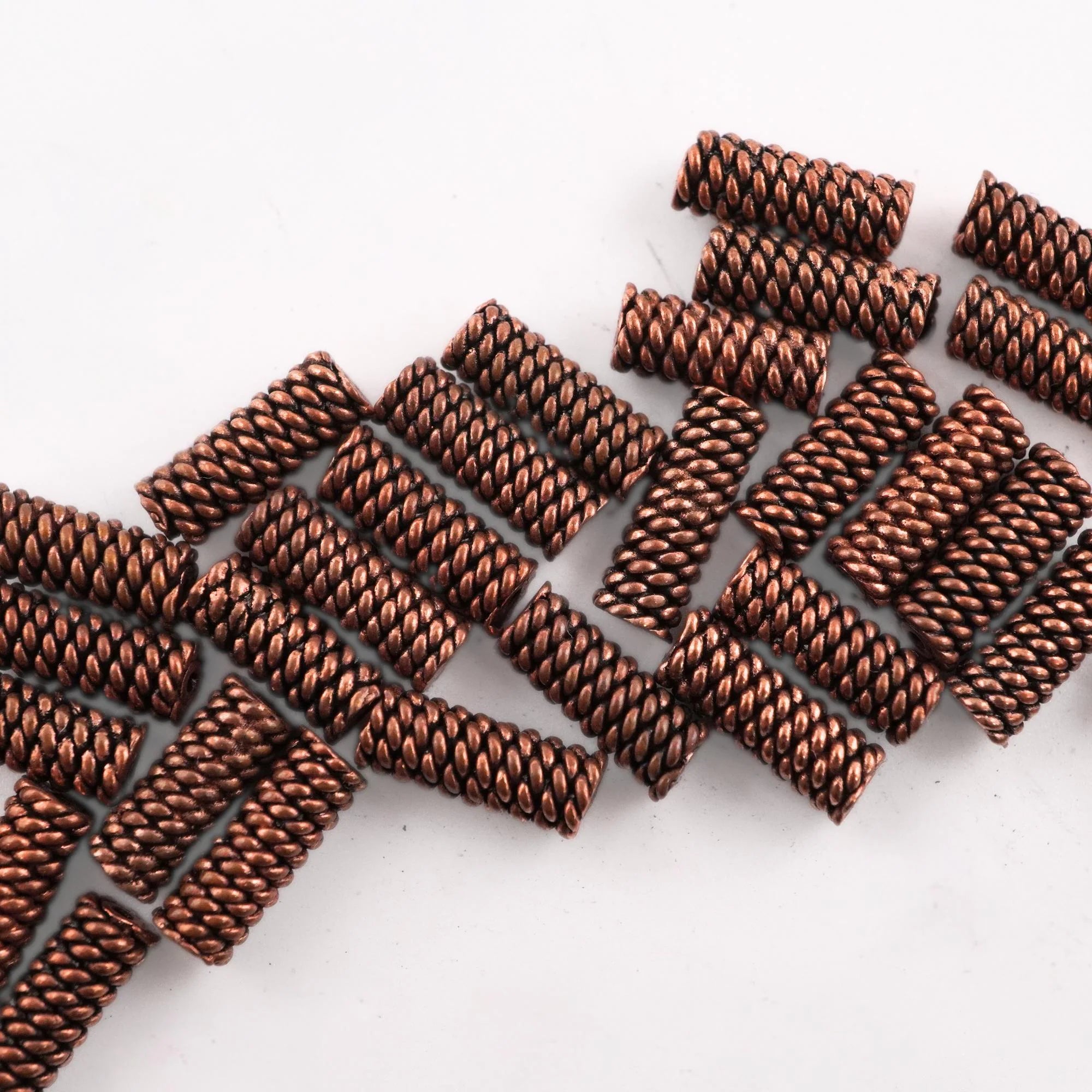 Antique Copper Tube Shape Spacers Bead Real Large Beaded