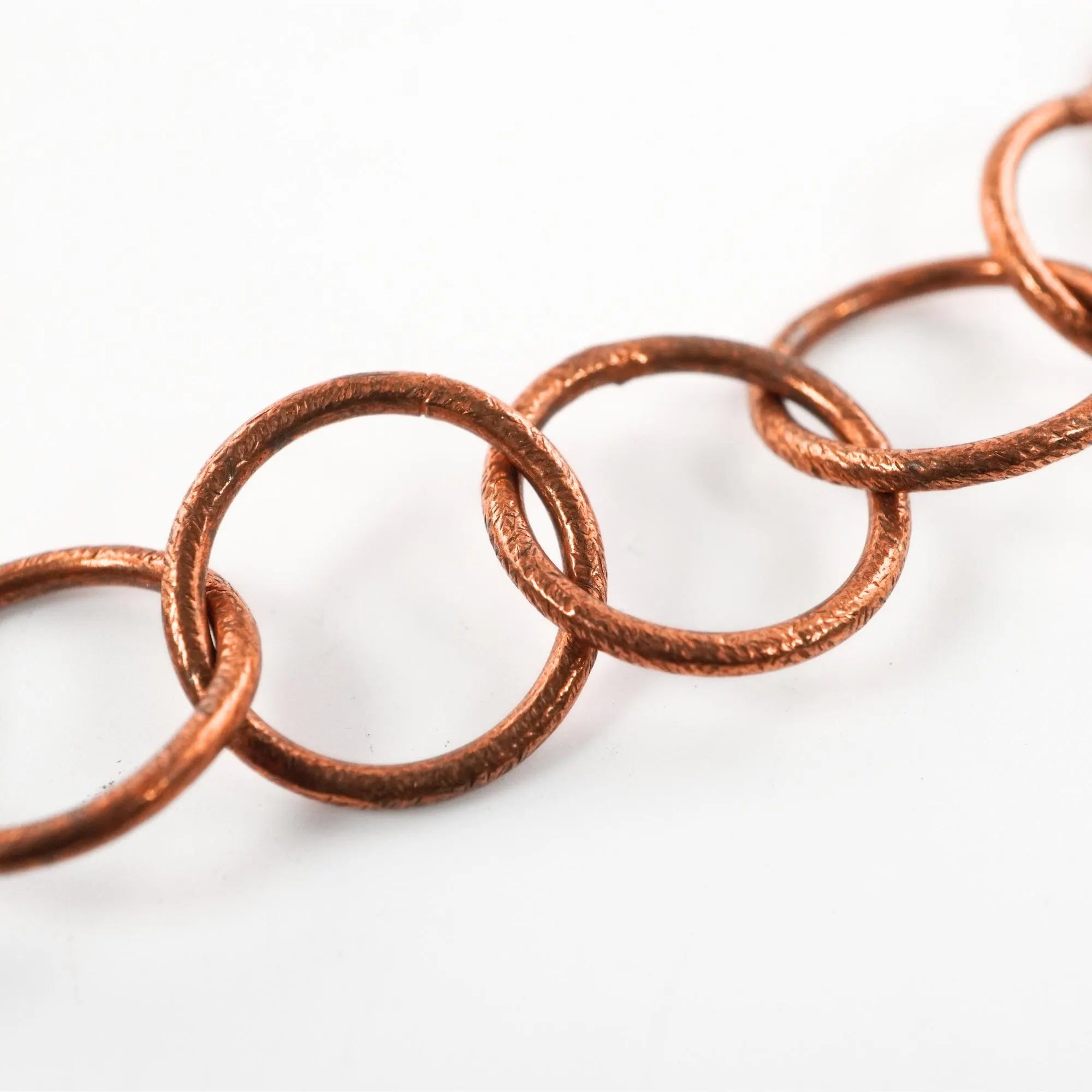 Antique Copper Round Shape Vintage Findings Link Chain Necklace