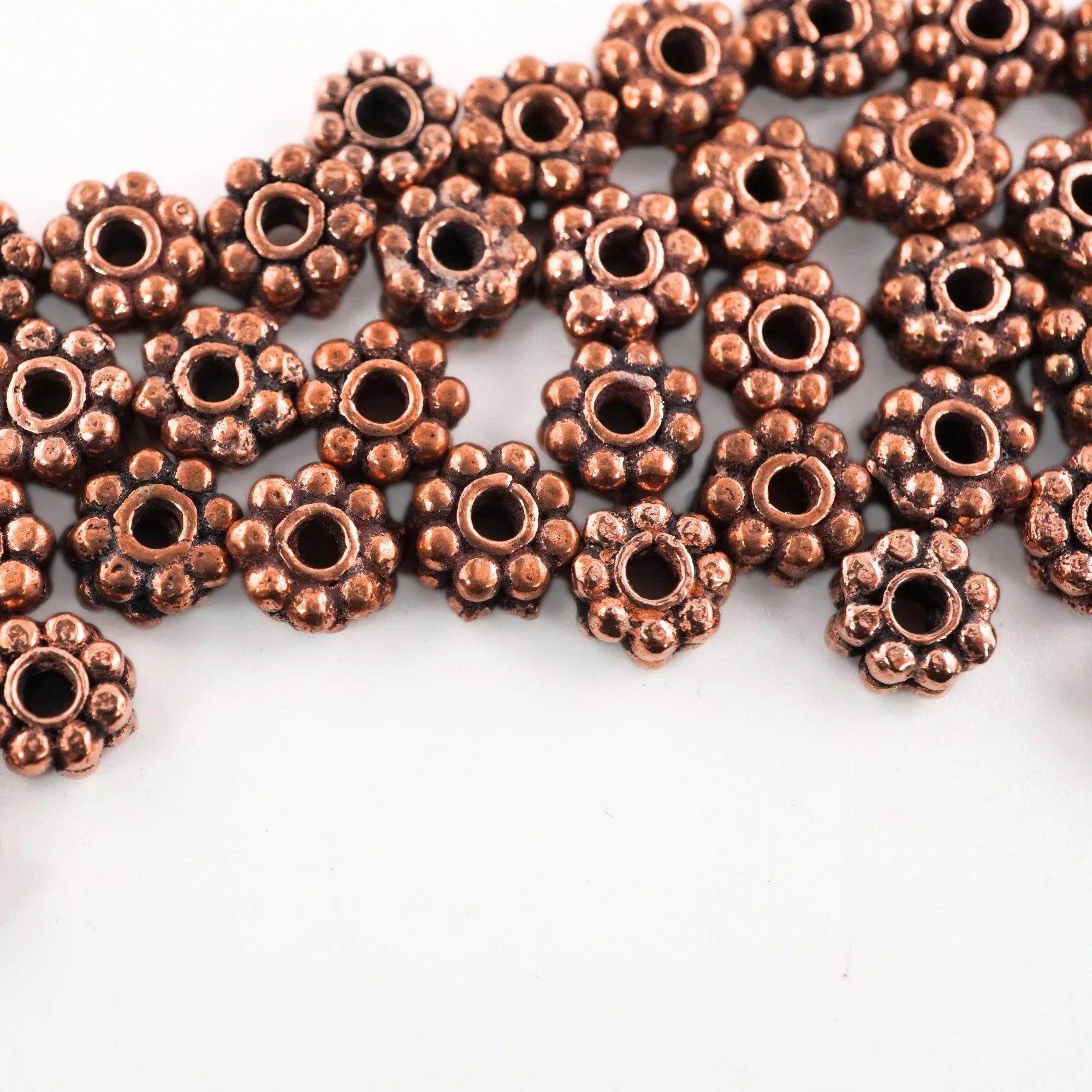 Antique Copper Flower Shape Daisy Spacers Beads Metal Bead DIY Vintage Boho 