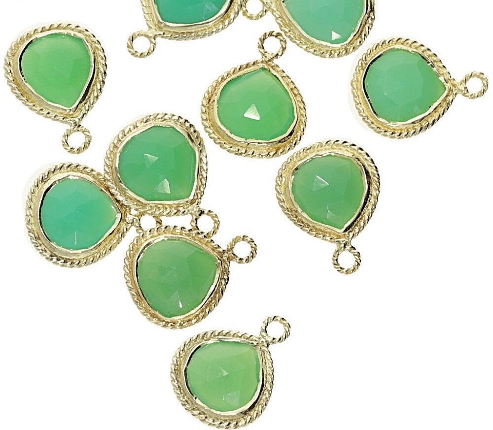 Chrysoprase Chalcedony Gold Plated