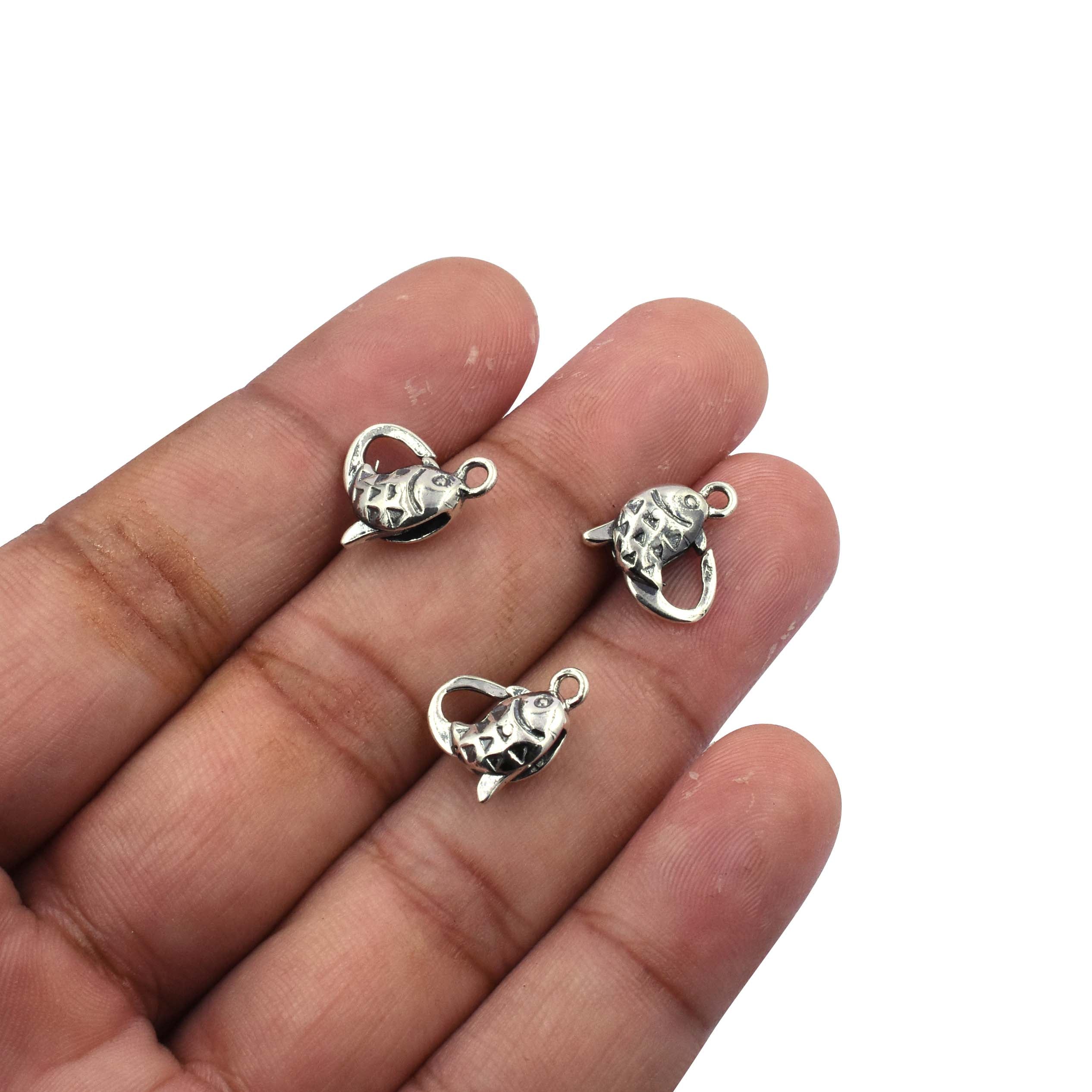 Fish 12x8 mm Sterling Silver Lobster Claw Clasp Sold by 1 PC
