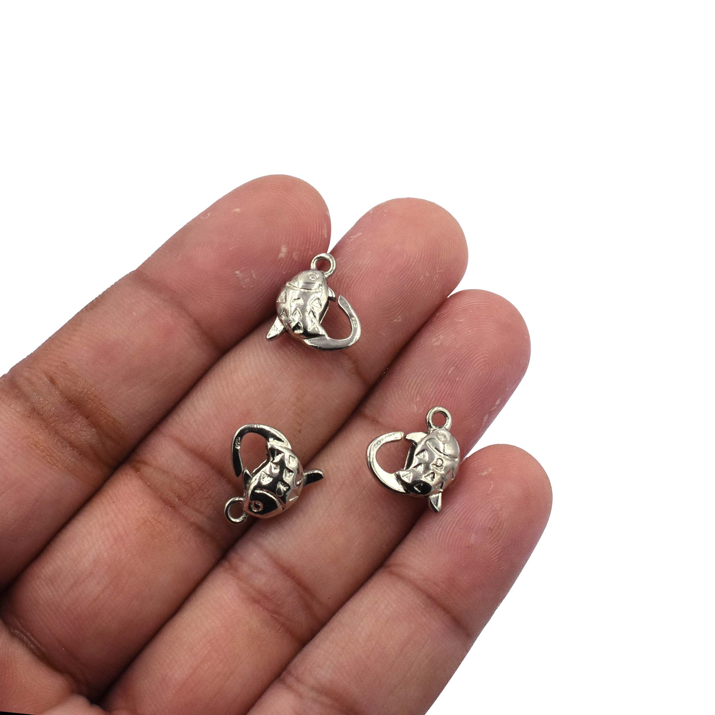 Fish 12x8 mm Sterling Silver Lobster Claw Clasp Sold by 1 PC