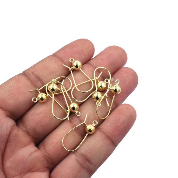 6 mm Ball Kidney Earwire Hook 25x10 mm Sterling Silver Ear Wire Sold by 2 Pairs