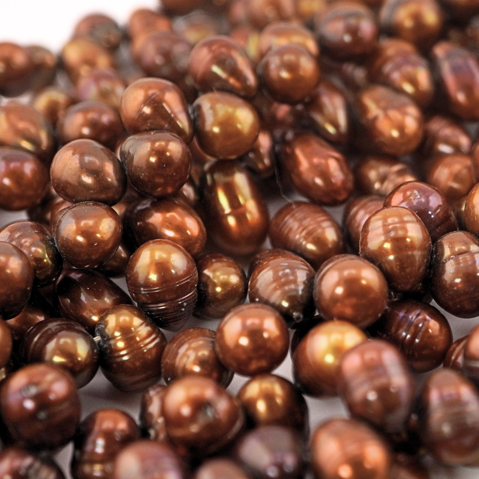 10 x 7-7 MM Chocolate Reddish Oval Freshwater Pearls Beads