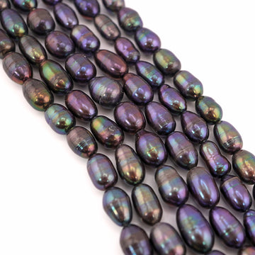 14 x 8 - 9 x 6 MM Peacock Rice Freshwater Pearls Beads