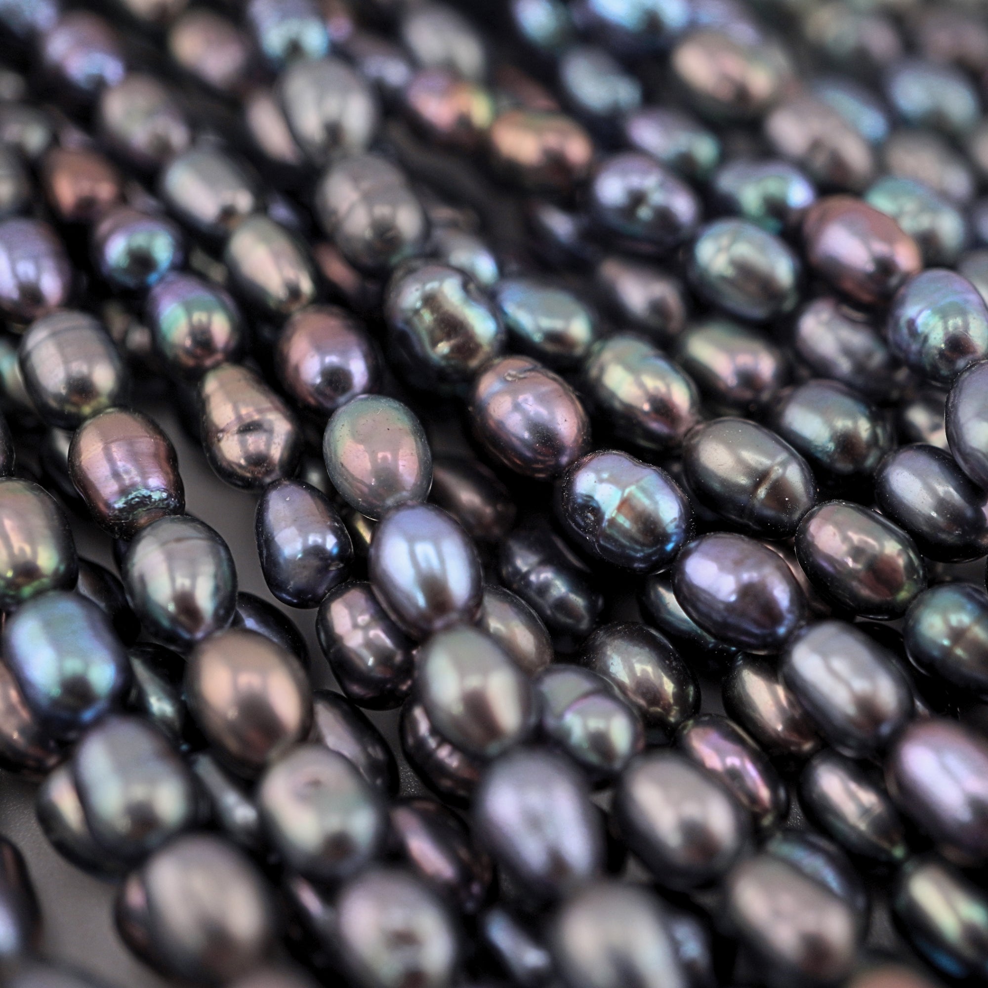 6 x 4 MM Peacock Rice / Oval Freshwater Pearls Beads