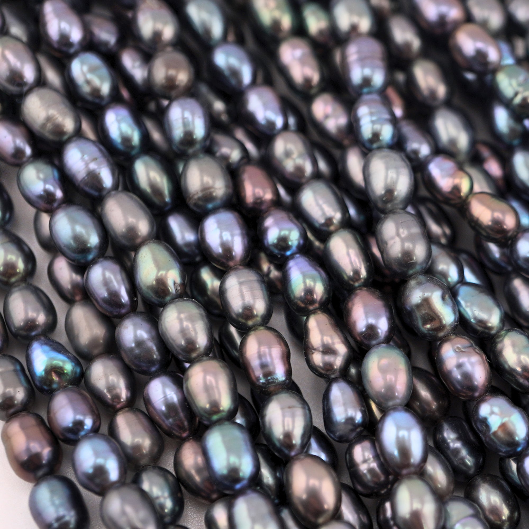 6 x 4 MM Peacock Rice / Oval Freshwater Pearls Beads