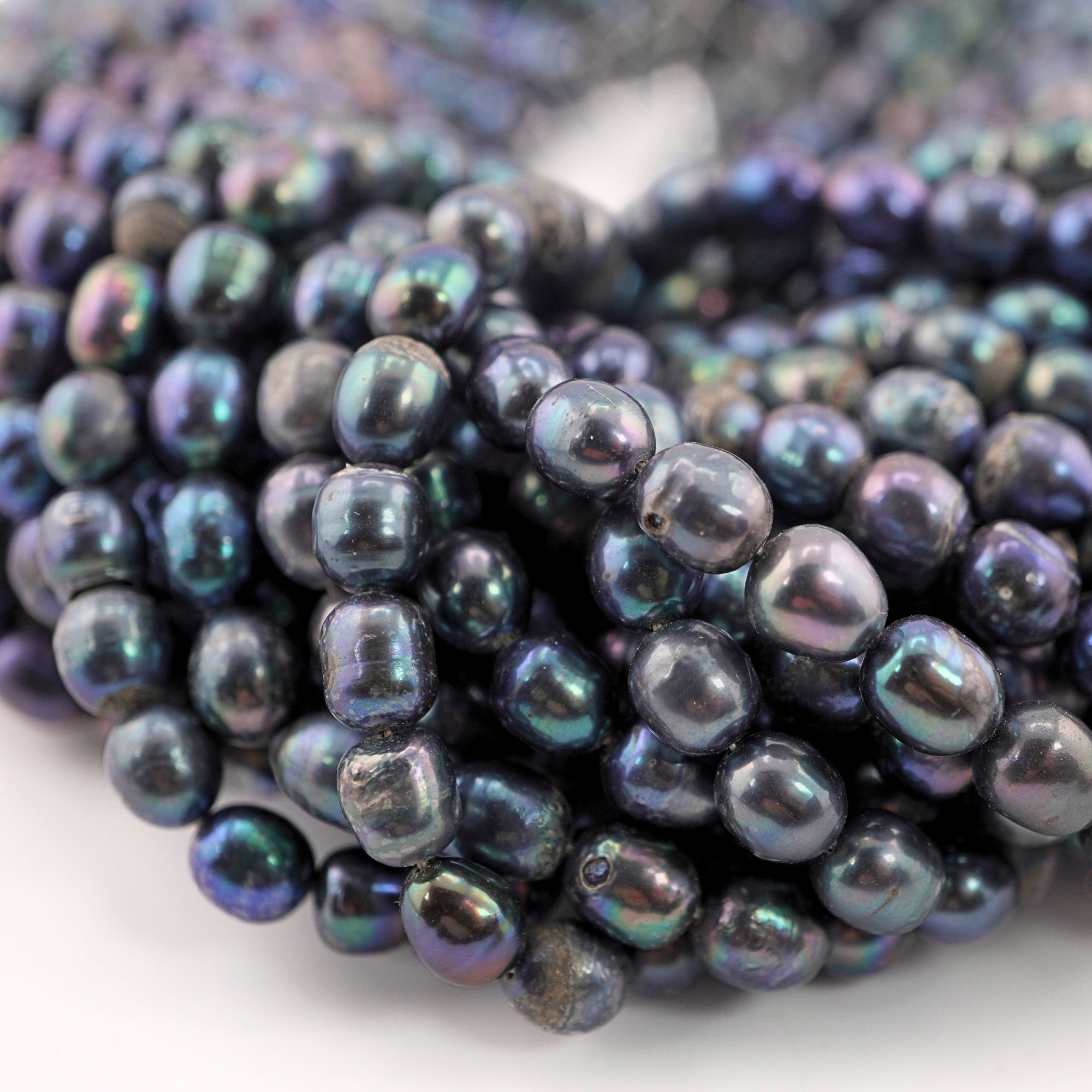 6 MM Peacock Oval Freshwater Pearls Beads