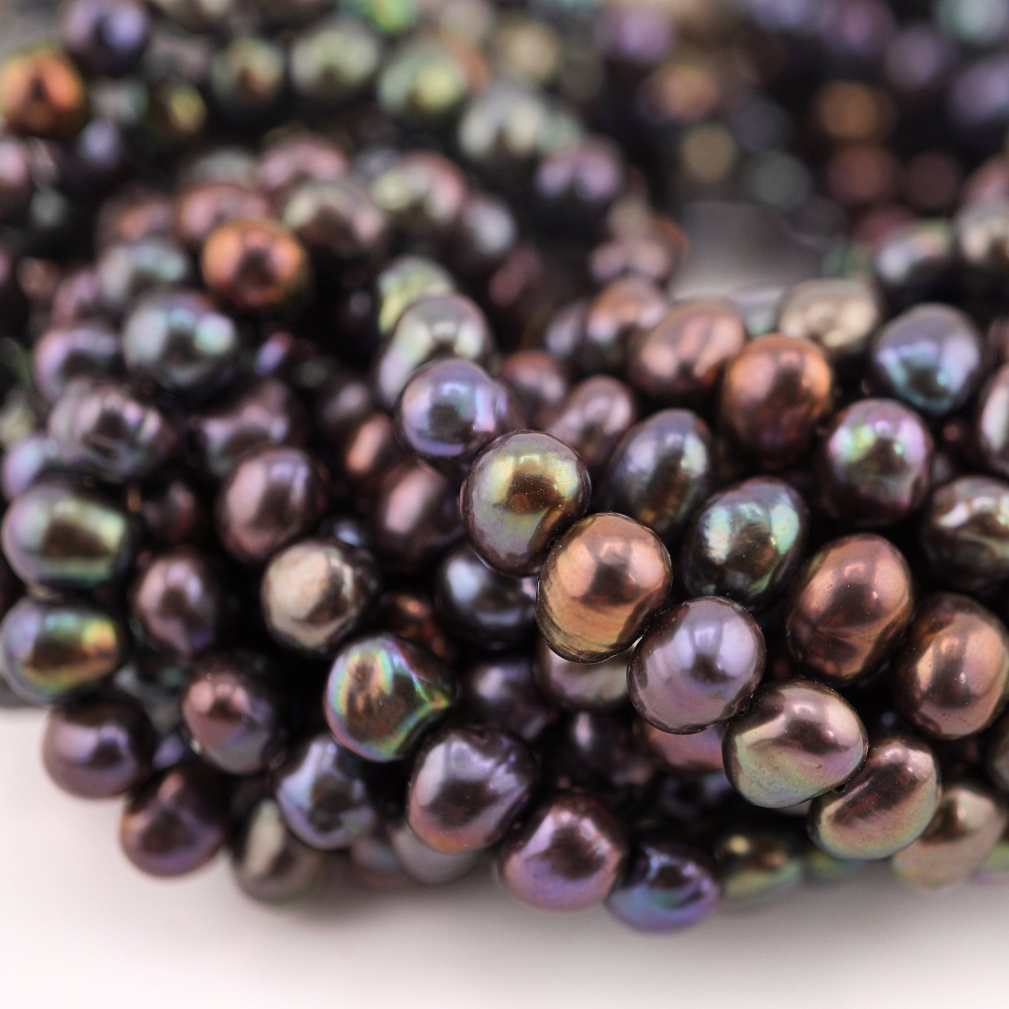 7 x 5 - 6 MM Peacock Oval Freshwater Pearls Beads