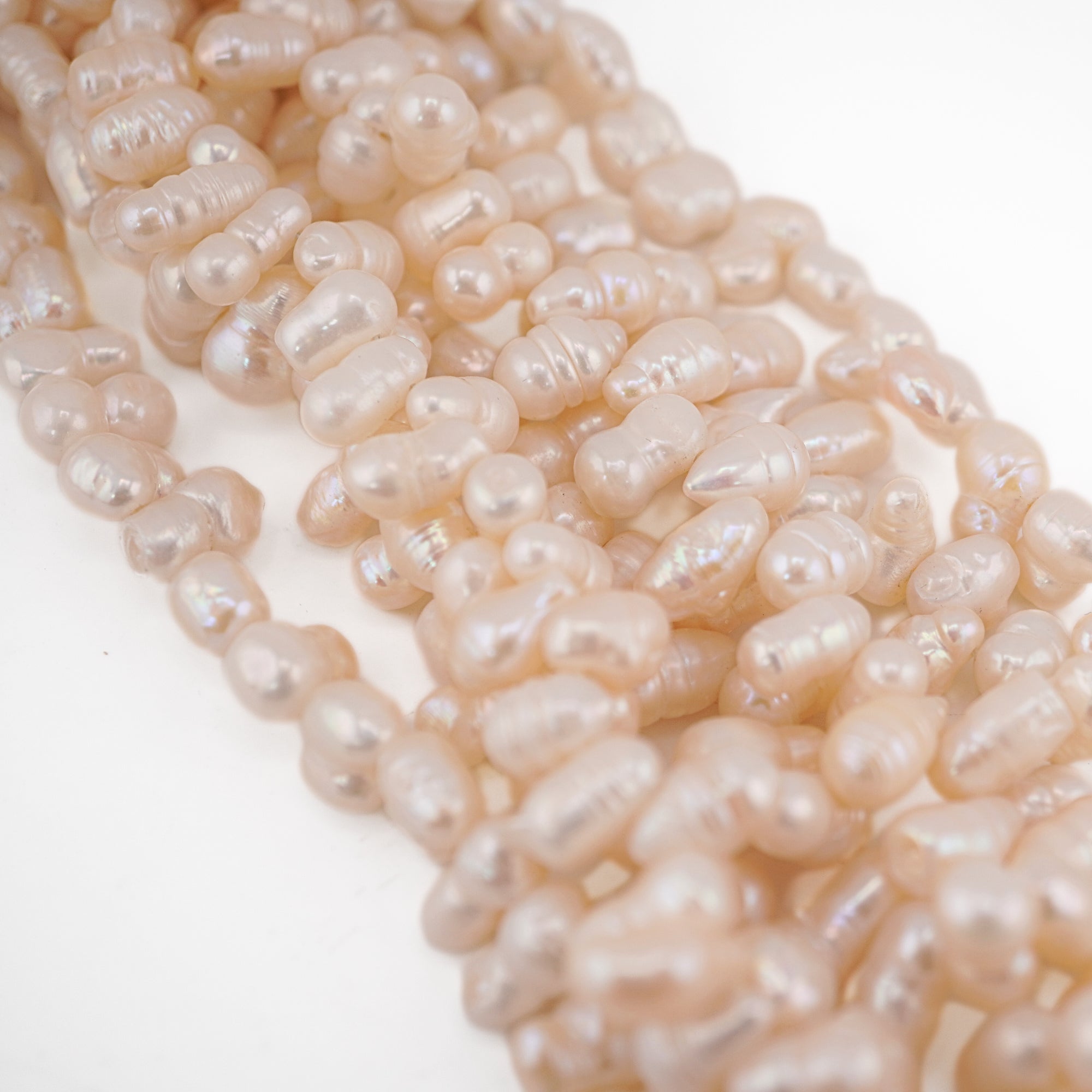 9 x 5 MM White Oval Freshwater Pearls Beads