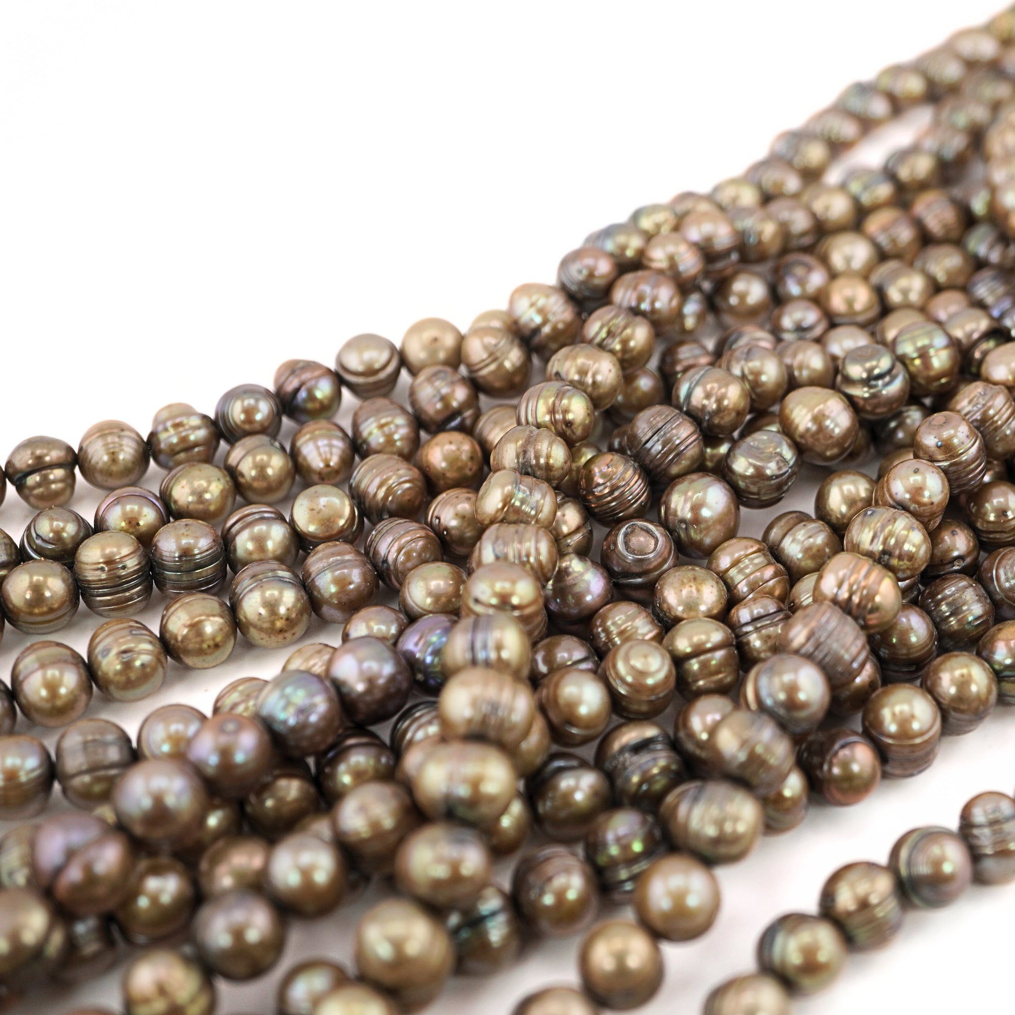 9 x 8 MM Golden Oval Freshwater Pearls Beads