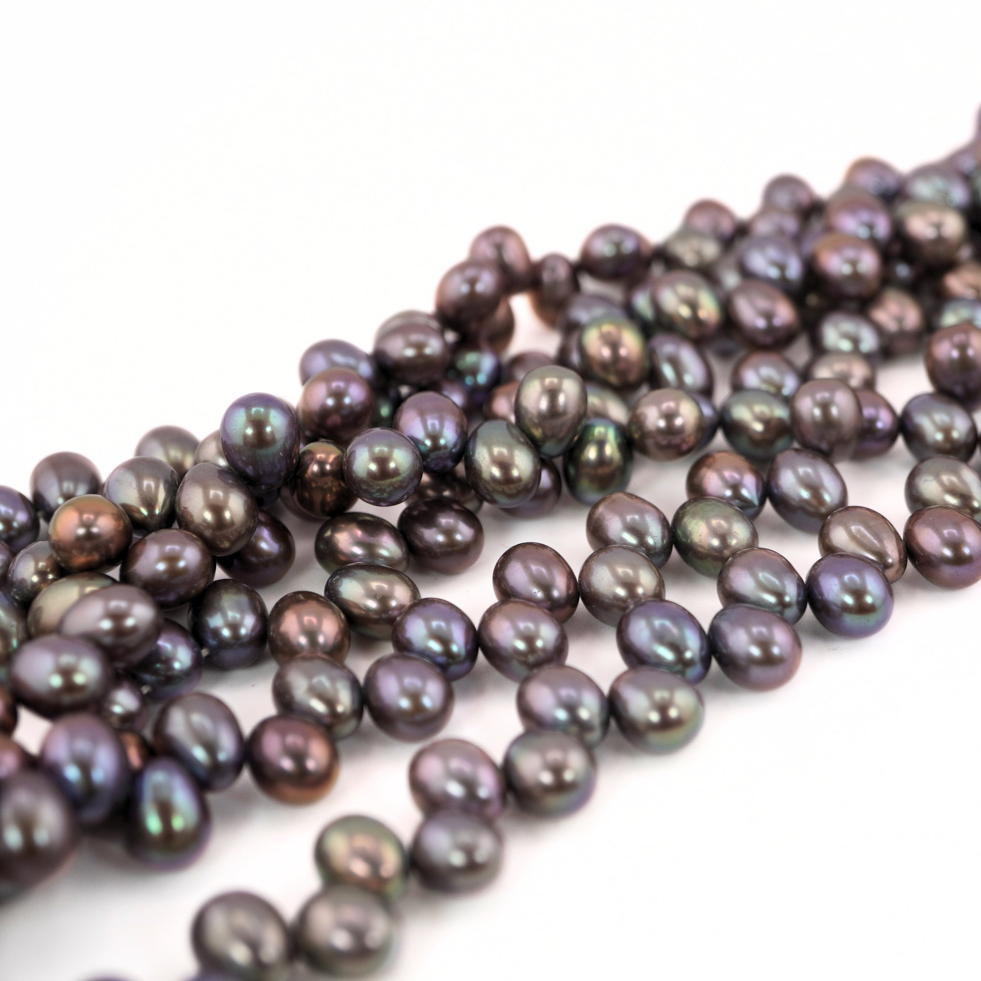8 x 7 MM Peacock Oval Freshwater Pearls Beads