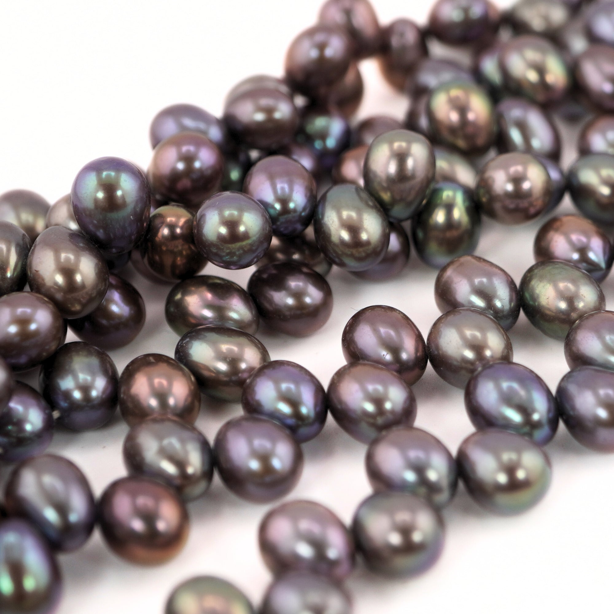 8 x 7 MM Peacock Oval Freshwater Pearls Beads