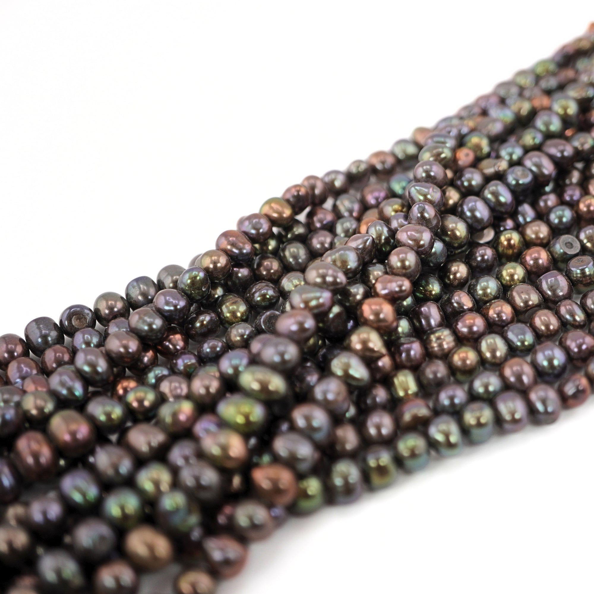7 x 6 - 6 x 5 MM Peacock Oval Freshwater Pearls Beads
