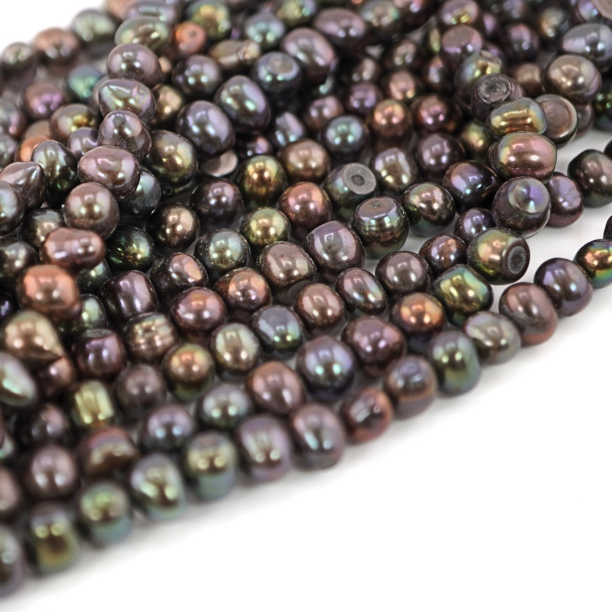 7 x 6 - 6 x 5 MM Peacock Oval Freshwater Pearls Beads