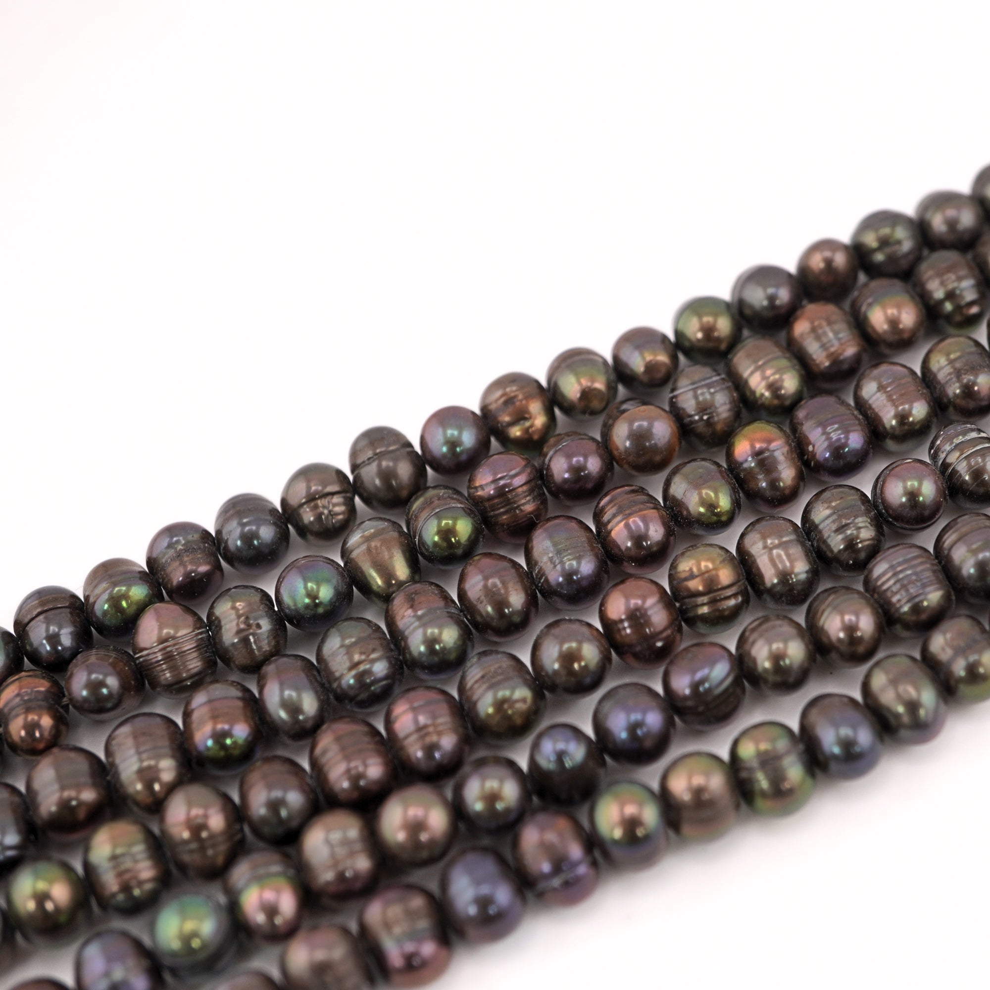 8 x 7 MM Peacock Oval Freshwater Pearls Beads