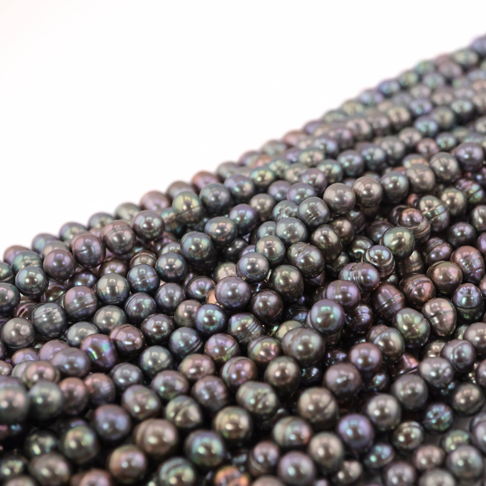 8 x 7 - 7 x 6 MM Peacock Oval Freshwater Pearls Beads
