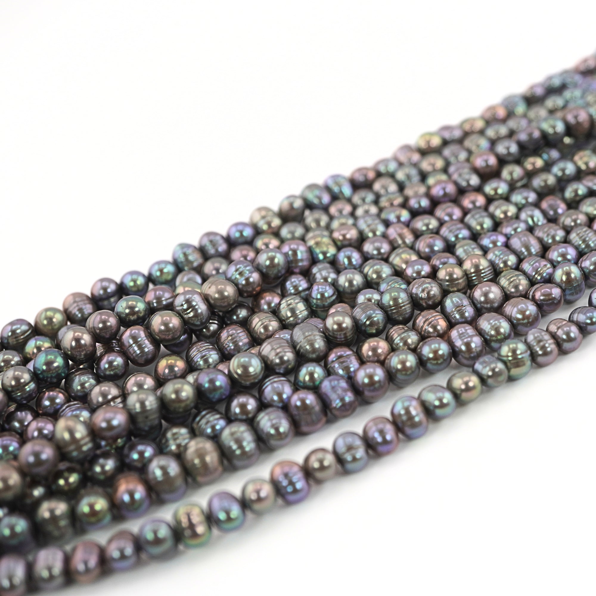 7 x 5 - 8 x 6 MM Peacock Oval Freshwater Pearls Beads