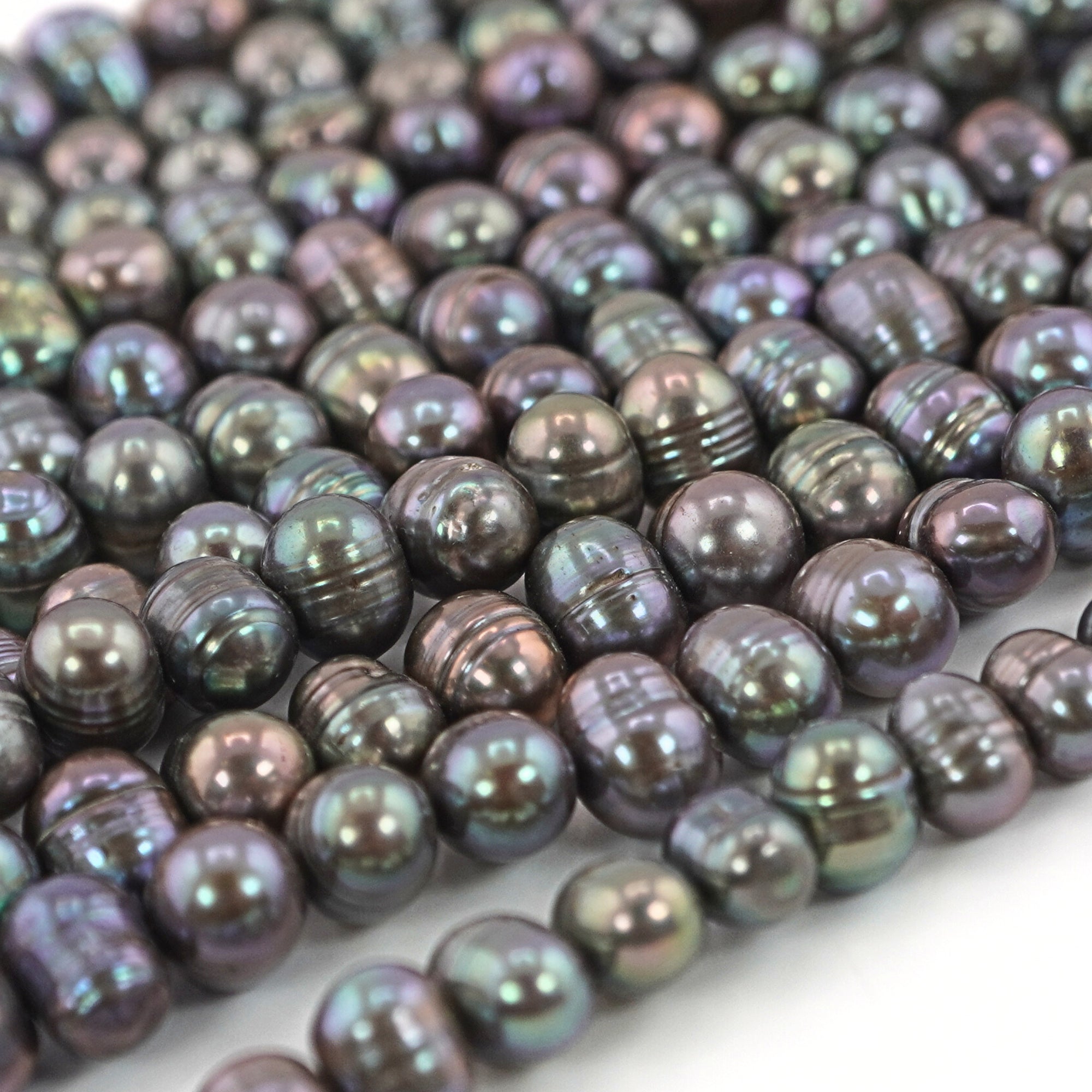 7 x 5 - 8 x 6 MM Peacock Oval Freshwater Pearls Beads