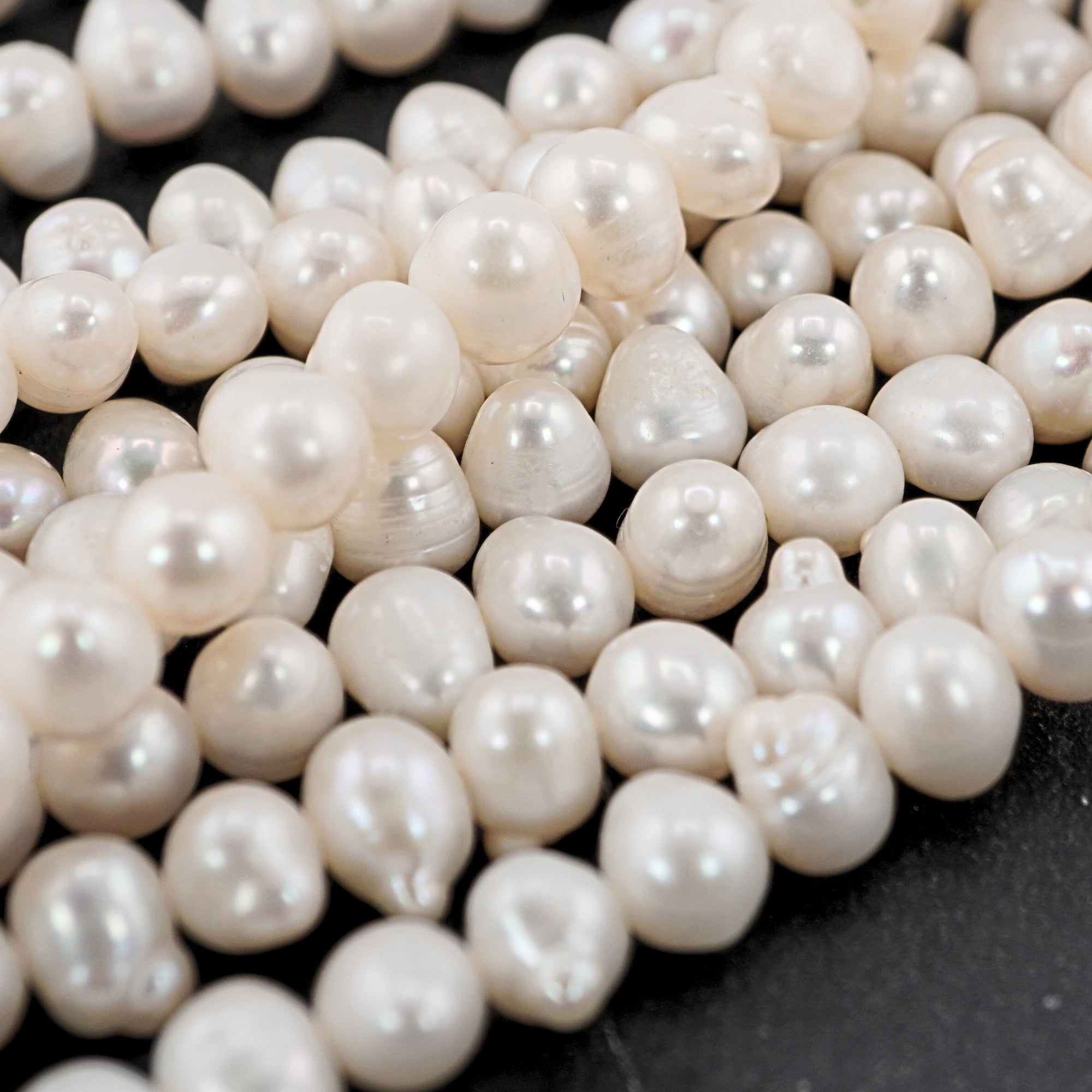 9 x 5 MM White Oval Freshwater Pearls Beads