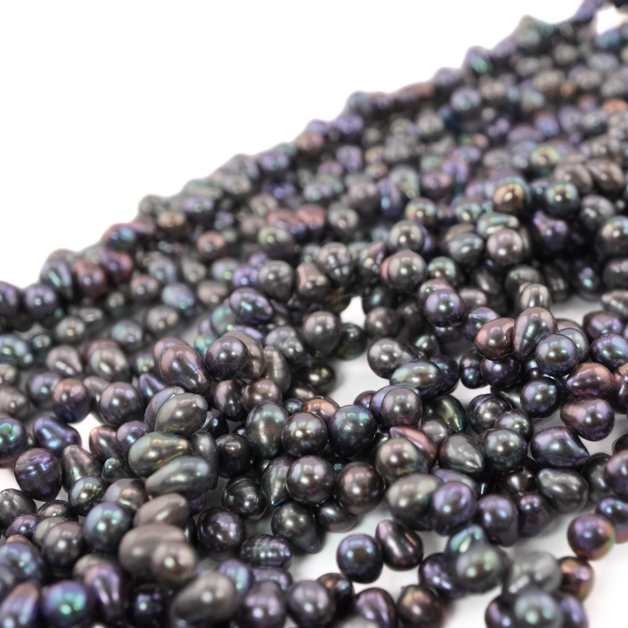 9 x 6 - 8 x 6 MM Peacock Oval Freshwater Pearls Beads
