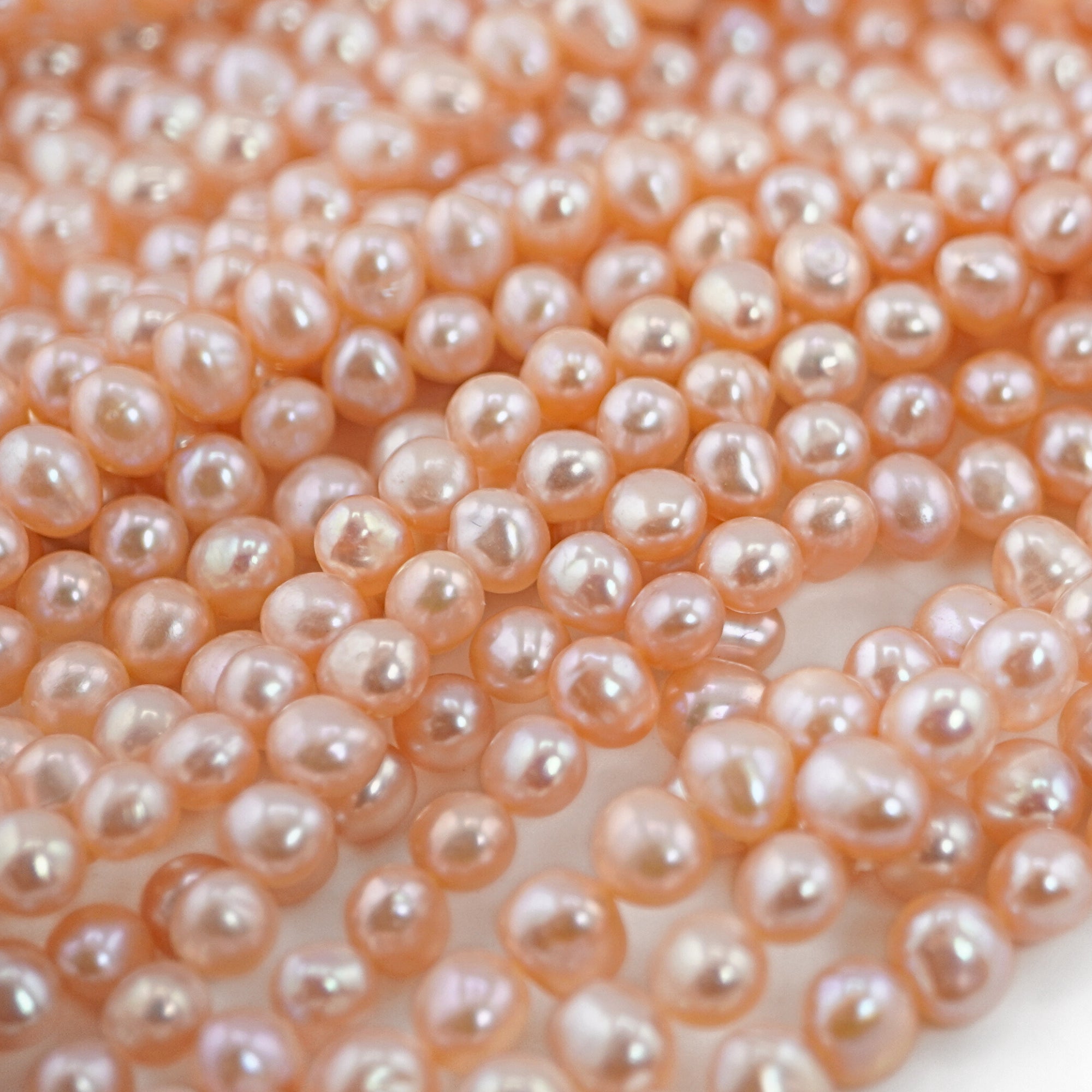 6 x 5 MM Peach Oval Freshwater Pearls Beads