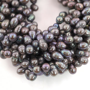 6 x 5 - 6 MM Peacock Oval Freshwater Pearls Beads