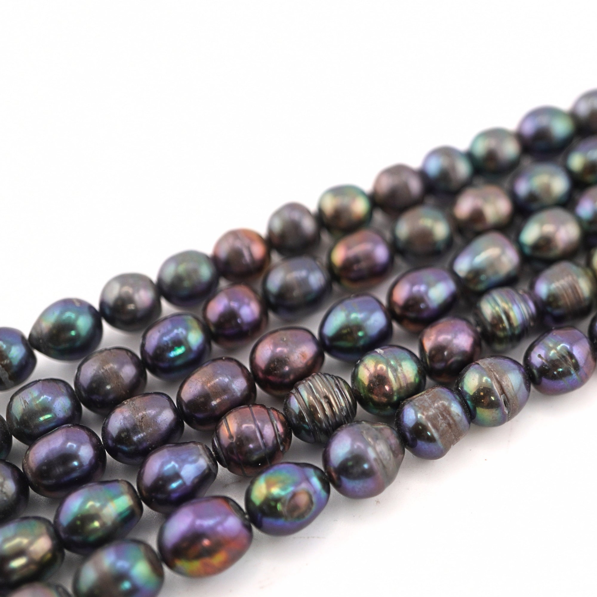 9 x 8 - 7 MM Peacock Oval Freshwater Pearls Beads
