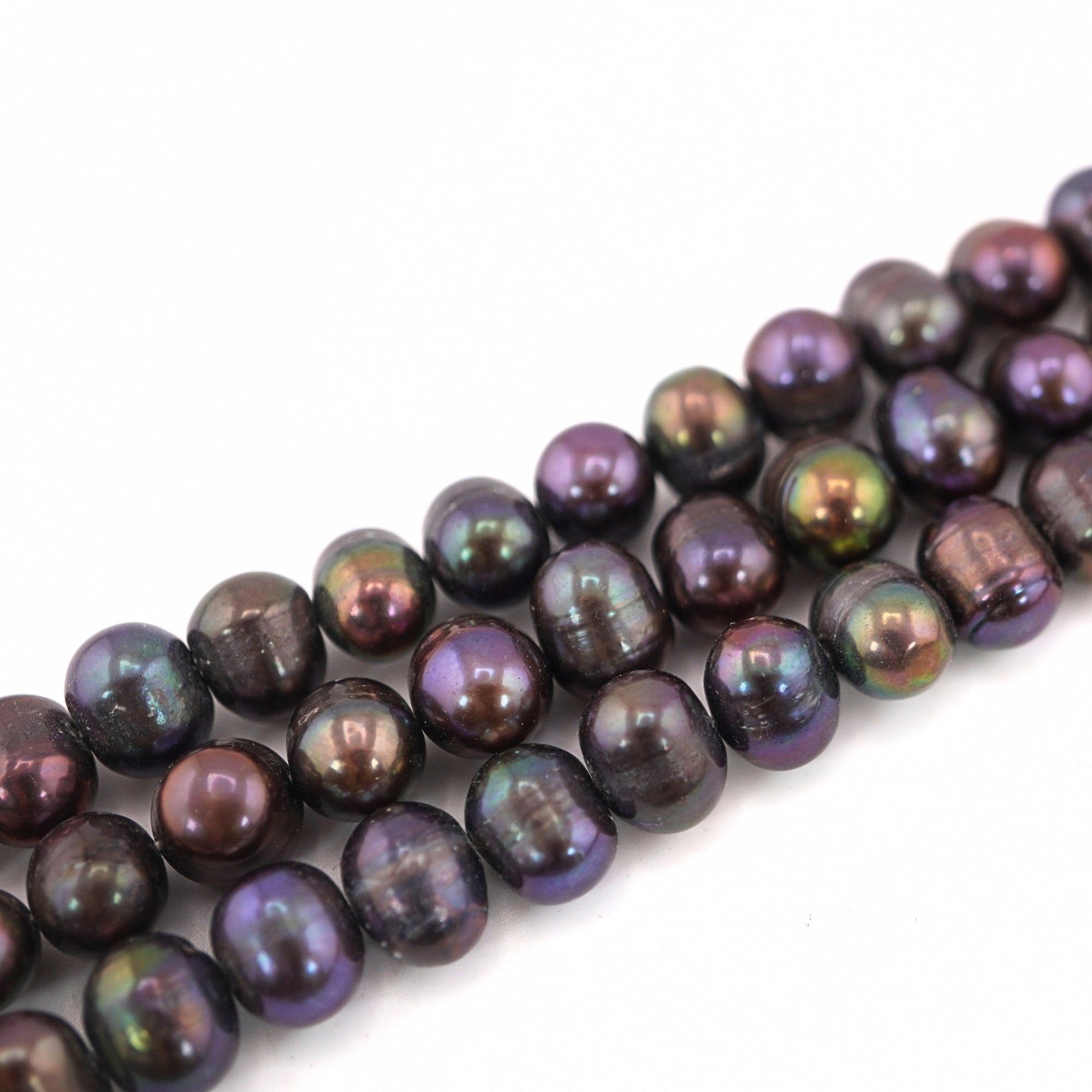 9 x 8 - 8 MM Peacock Oval Freshwater Pearls Beads