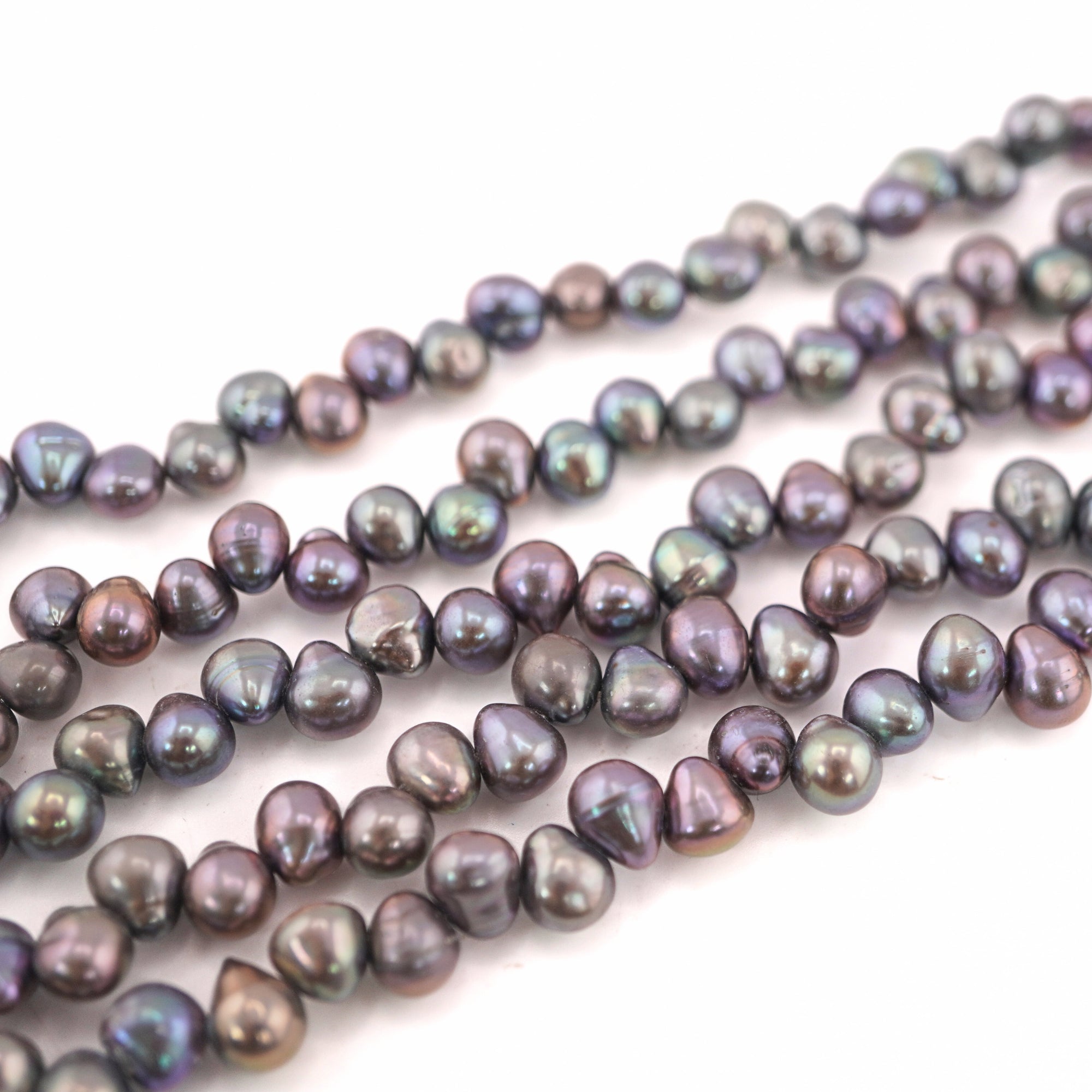 7 x 5 - 7 x 6 MM Peacock Oval Freshwater Pearls Beads