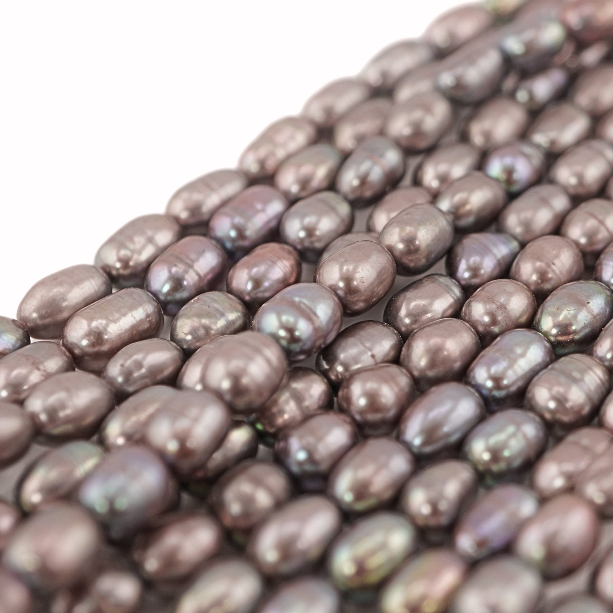 Gray rice pearls strand

