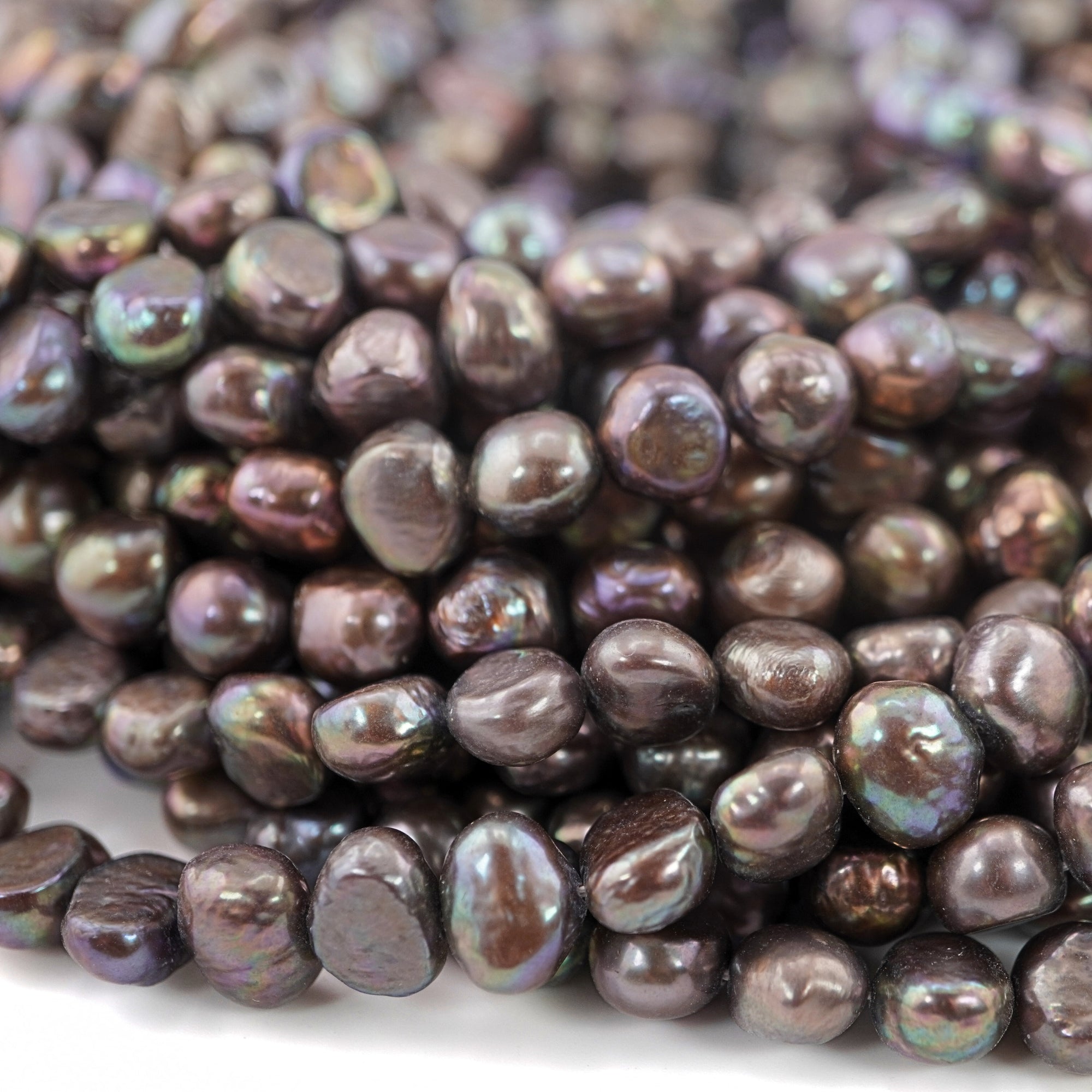 High-Luster Peacock Freshwater Pearl Strands

