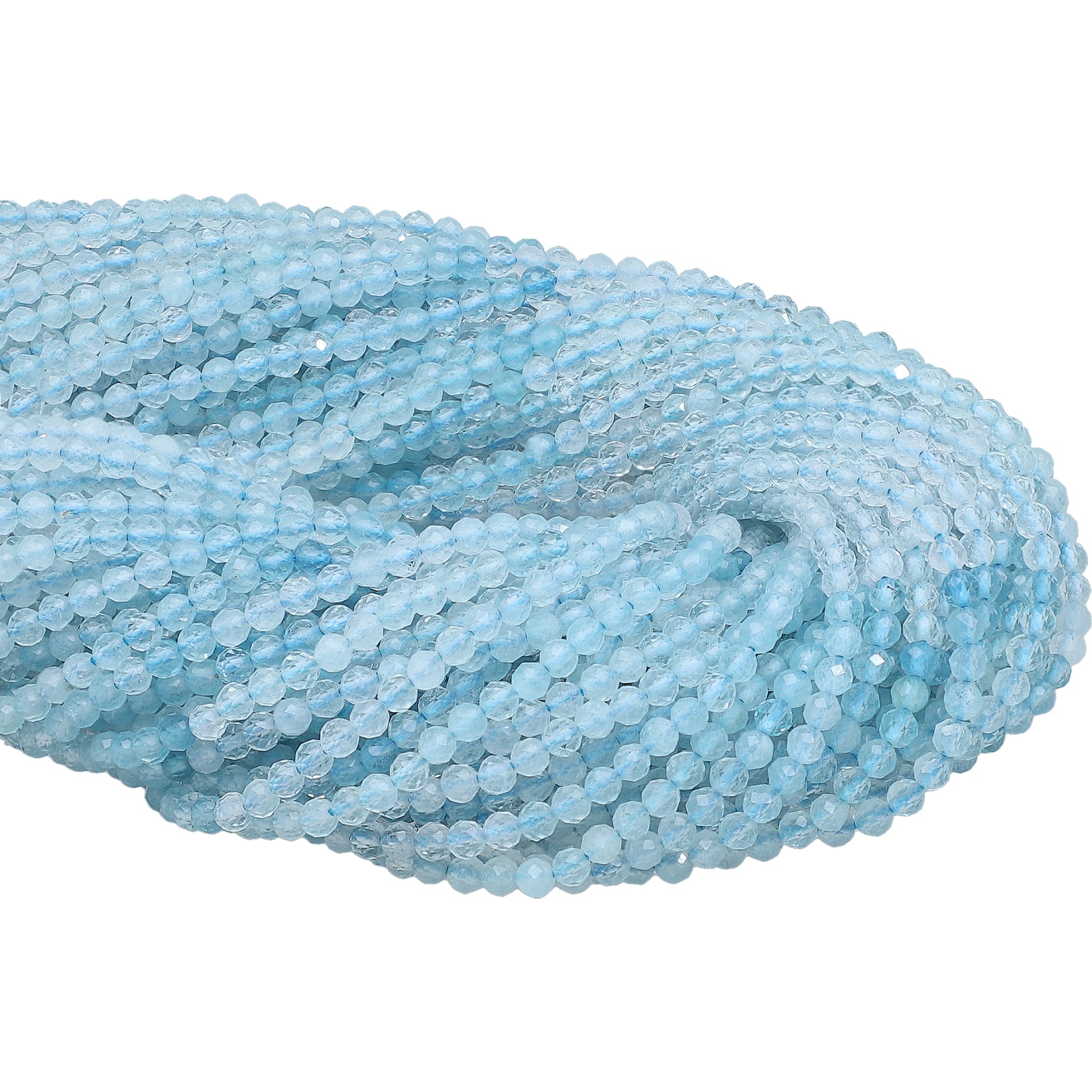 2.5 MM Multi Shaded Aquamarine Faceted Round Beads