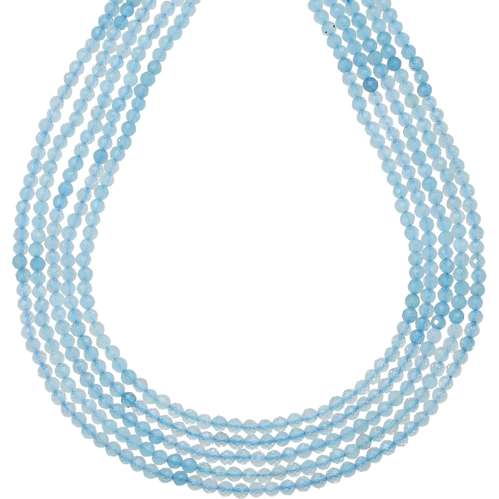 2.5 MM Multi Shaded Aquamarine Faceted Round Beads