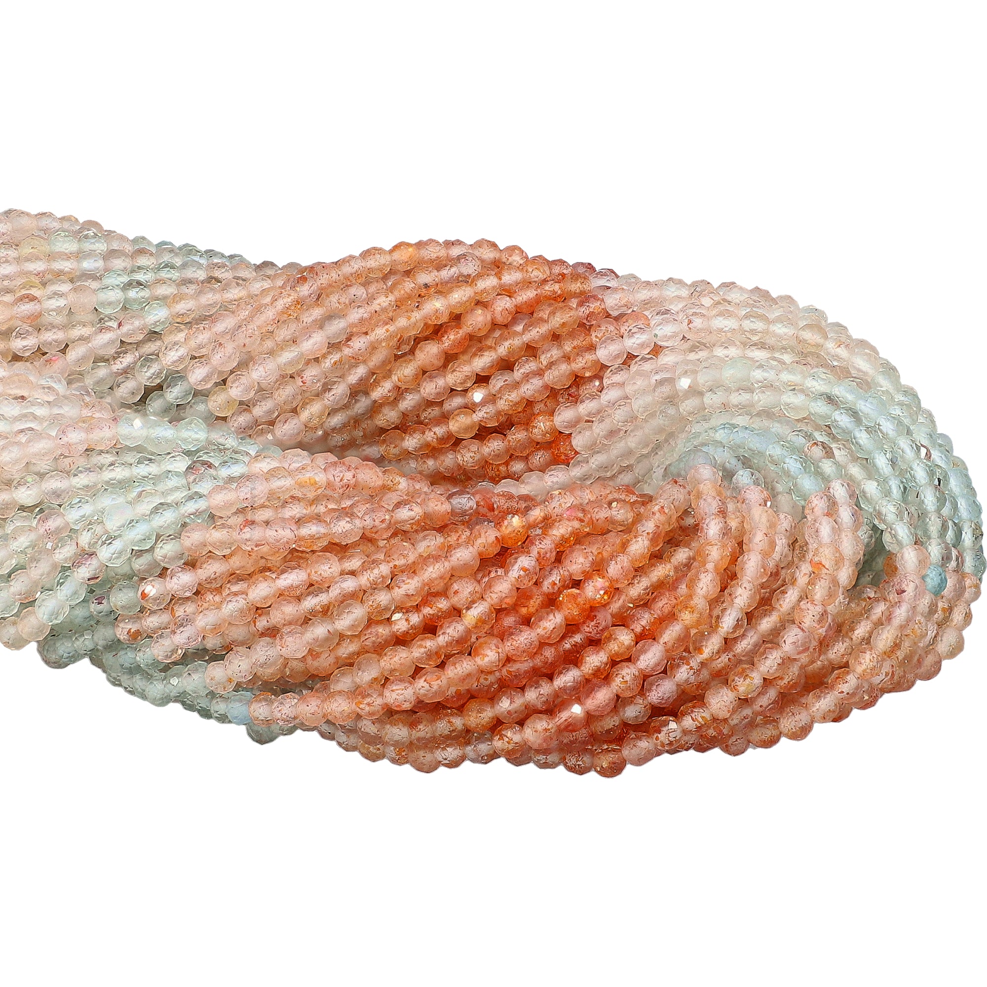 2.5 MM Natural Oregon Sunstone Faceted Round Beads