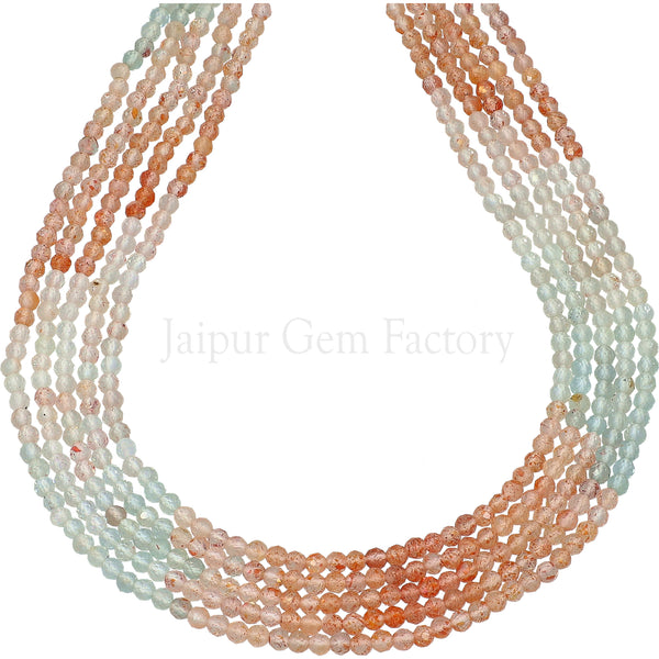 2.5 MM Natural Oregon Sunstone Faceted Round Beads