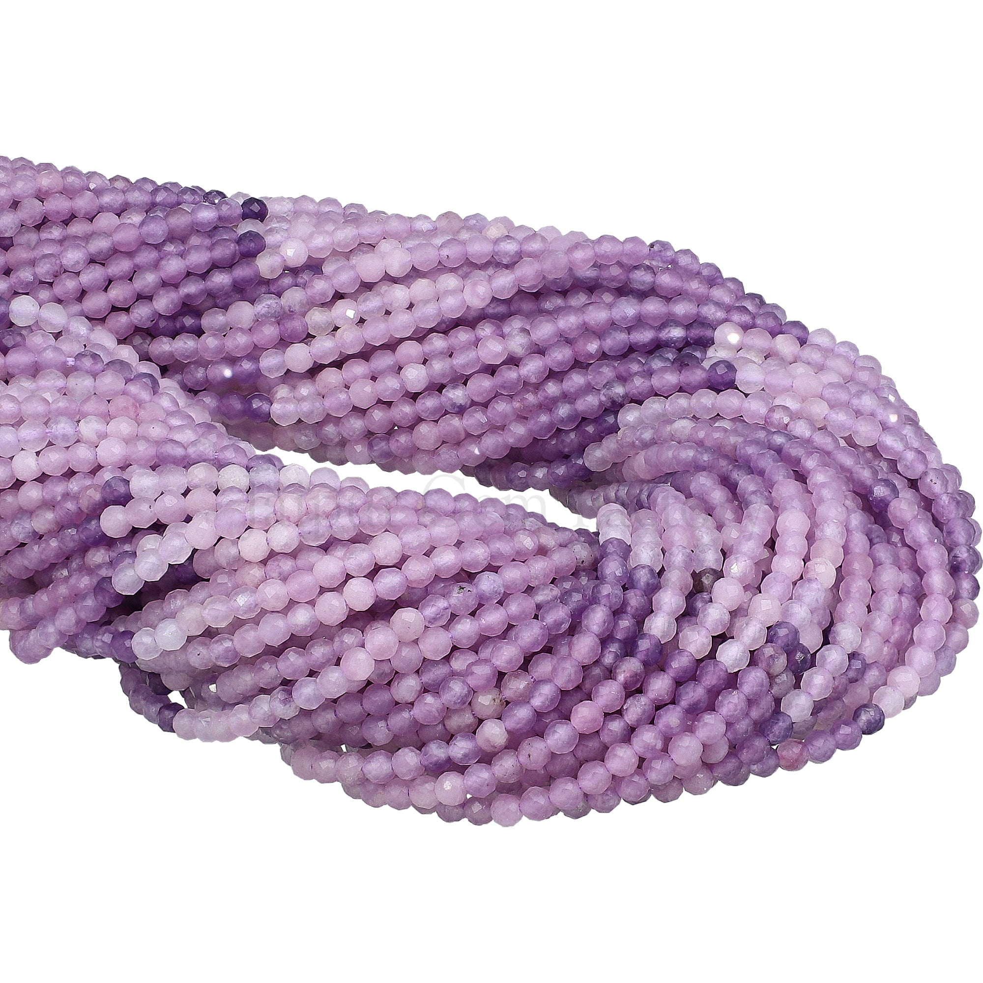 2.5 MM Natural Lepidolite Faceted Round Beads