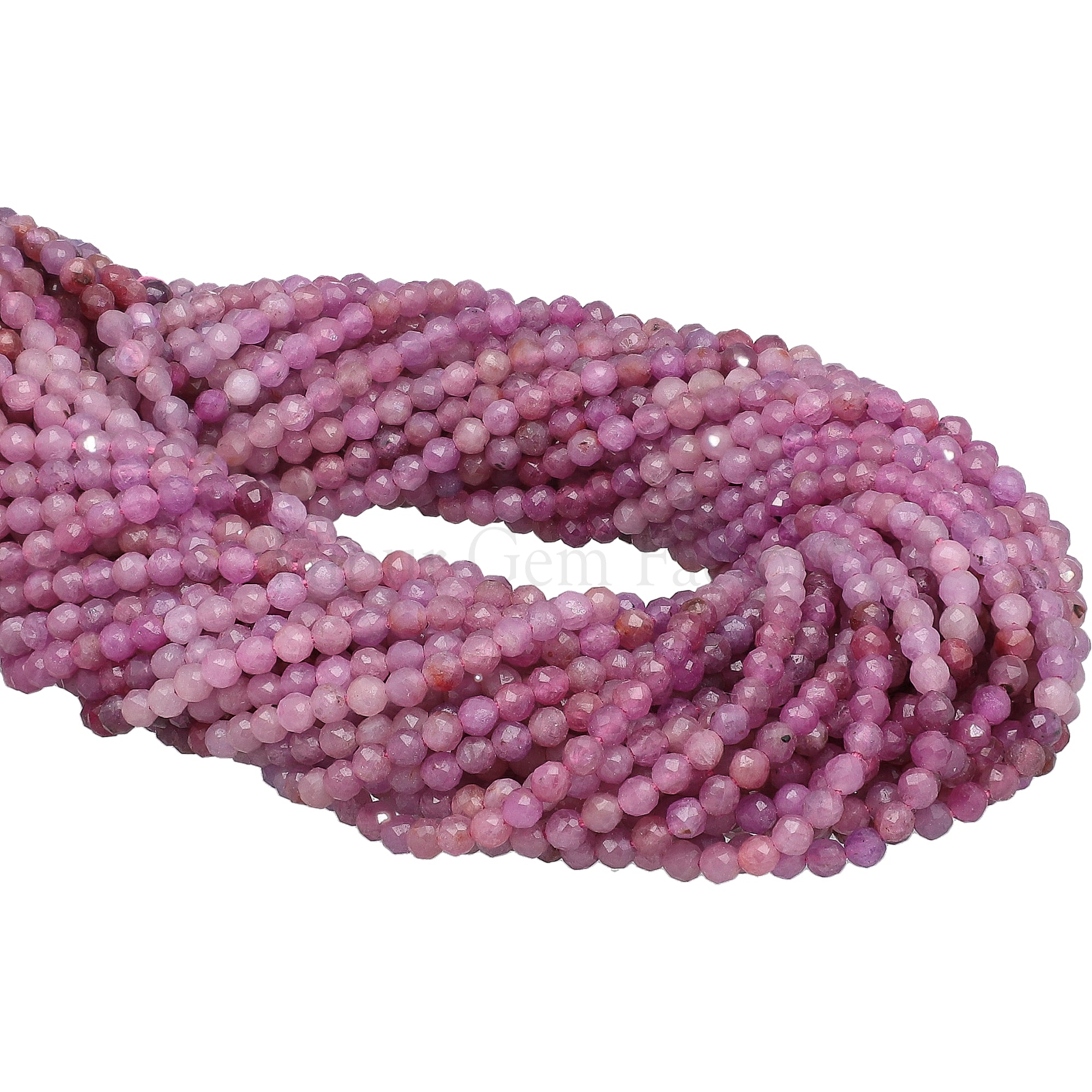 2.5 - 3 MM Natural Pink Sapphire Faceted Round Beads