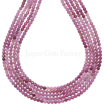 2.5 - 3 MM Natural Pink Sapphire Faceted Round Beads