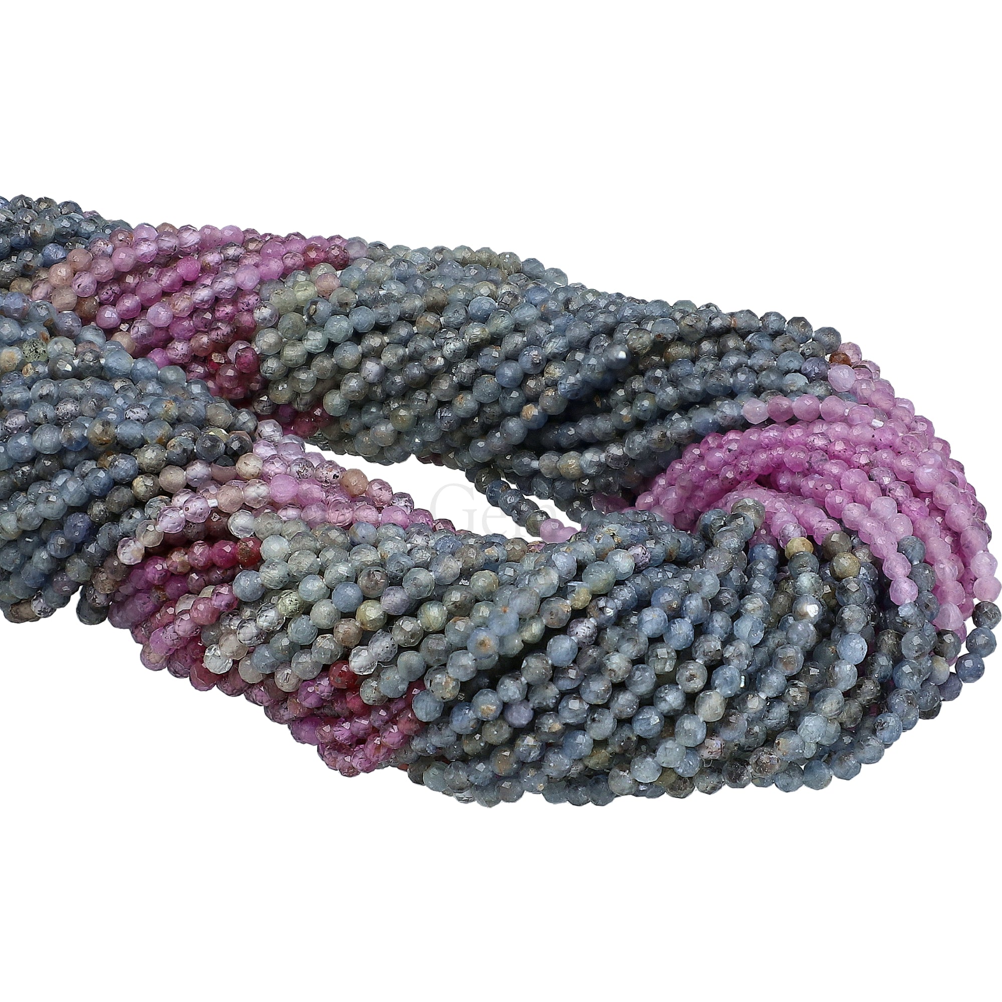 2 - 2.5 MM Natural Multi Color Sapphire Faceted Round Beads