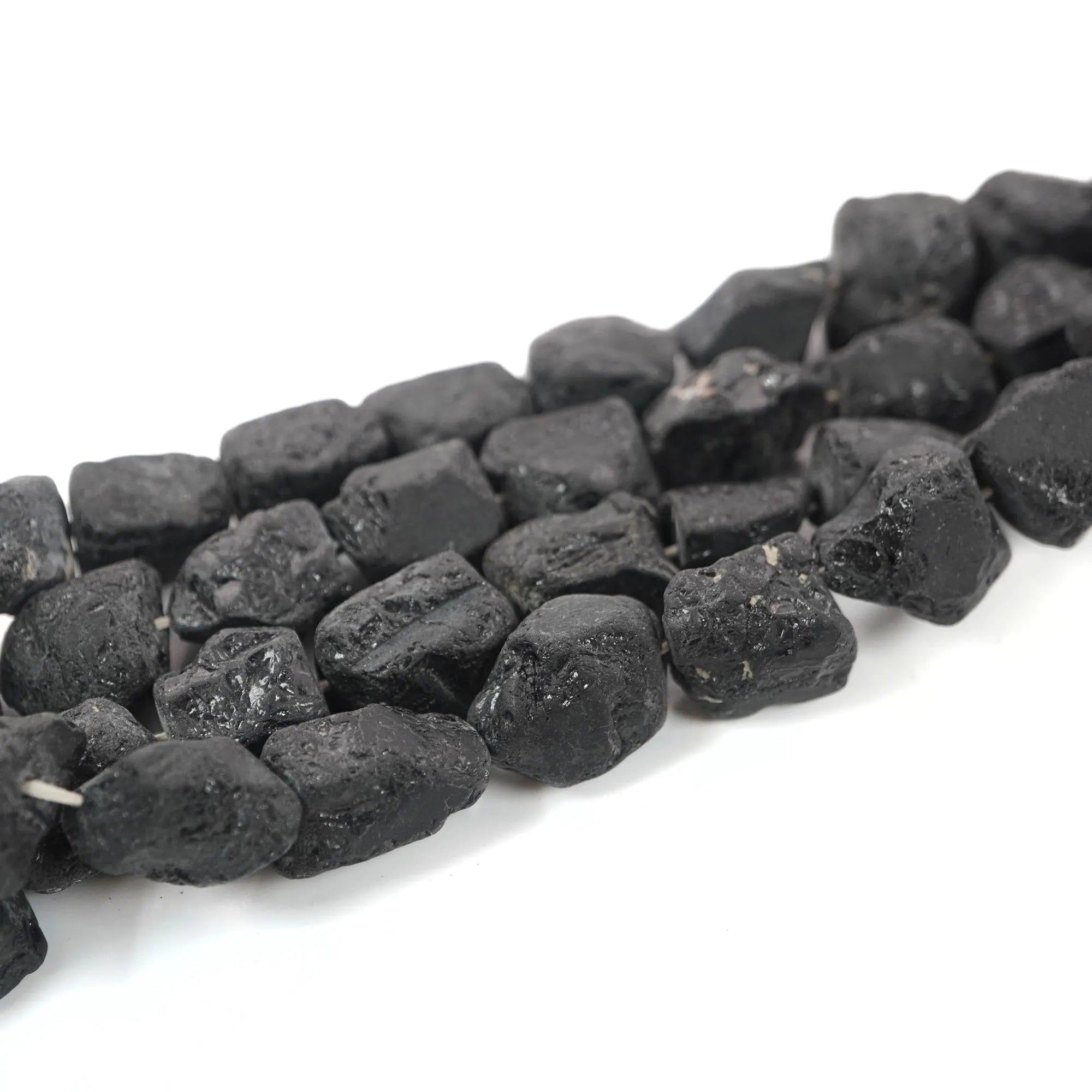 Black Tourmaline Rough Matte Nugget Shape Gemstone Strand Beads