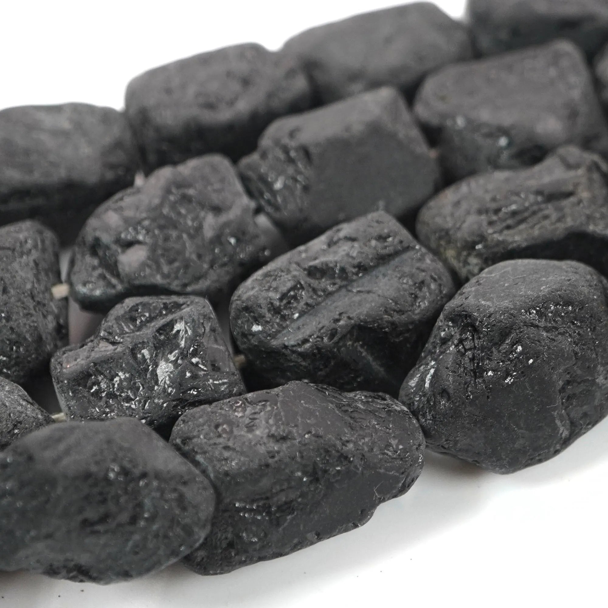 Black Tourmaline Rough Matte Nugget Shape Gemstone Strand Beads