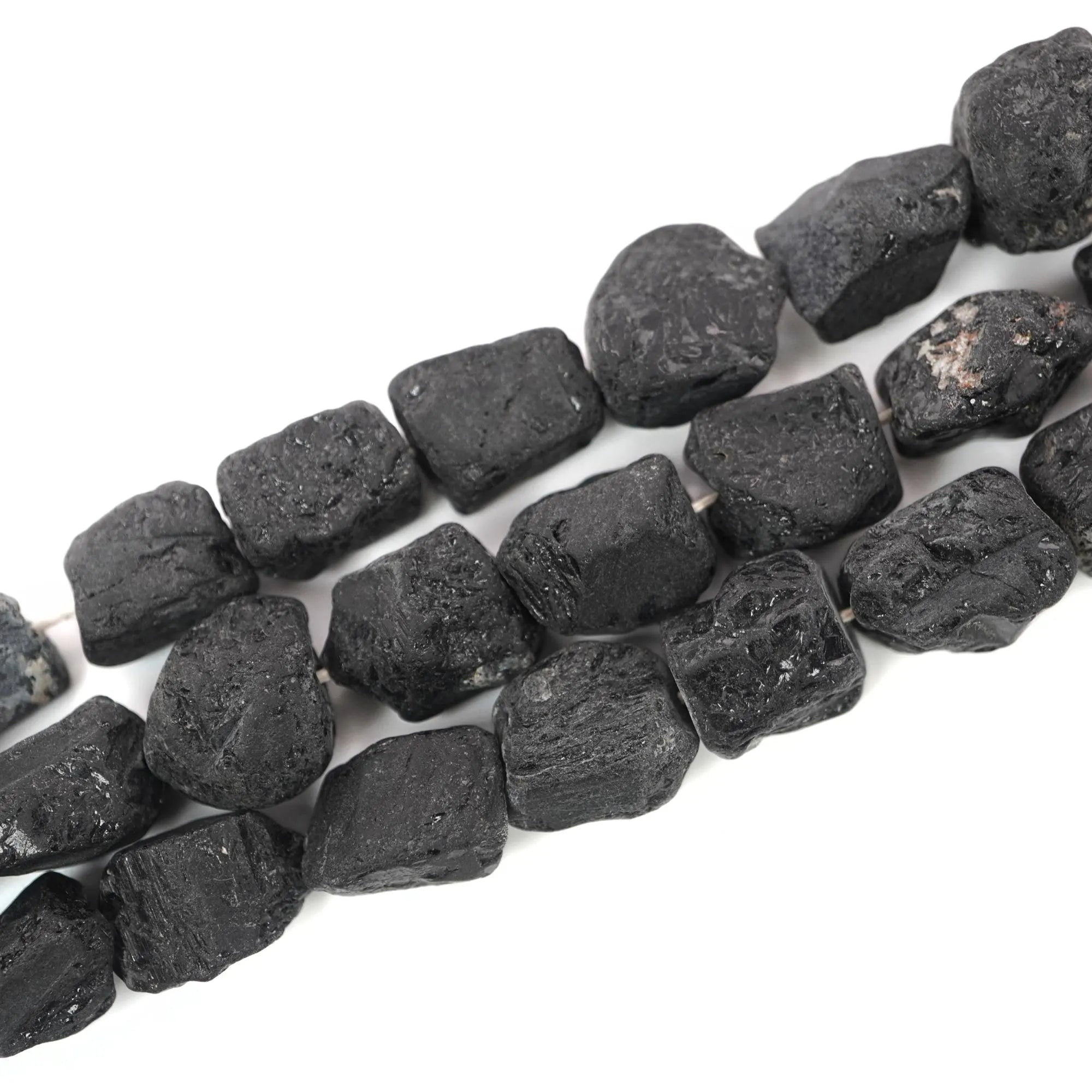 Black Tourmaline Rough Matte Nugget Shape Gemstone Strand Beads