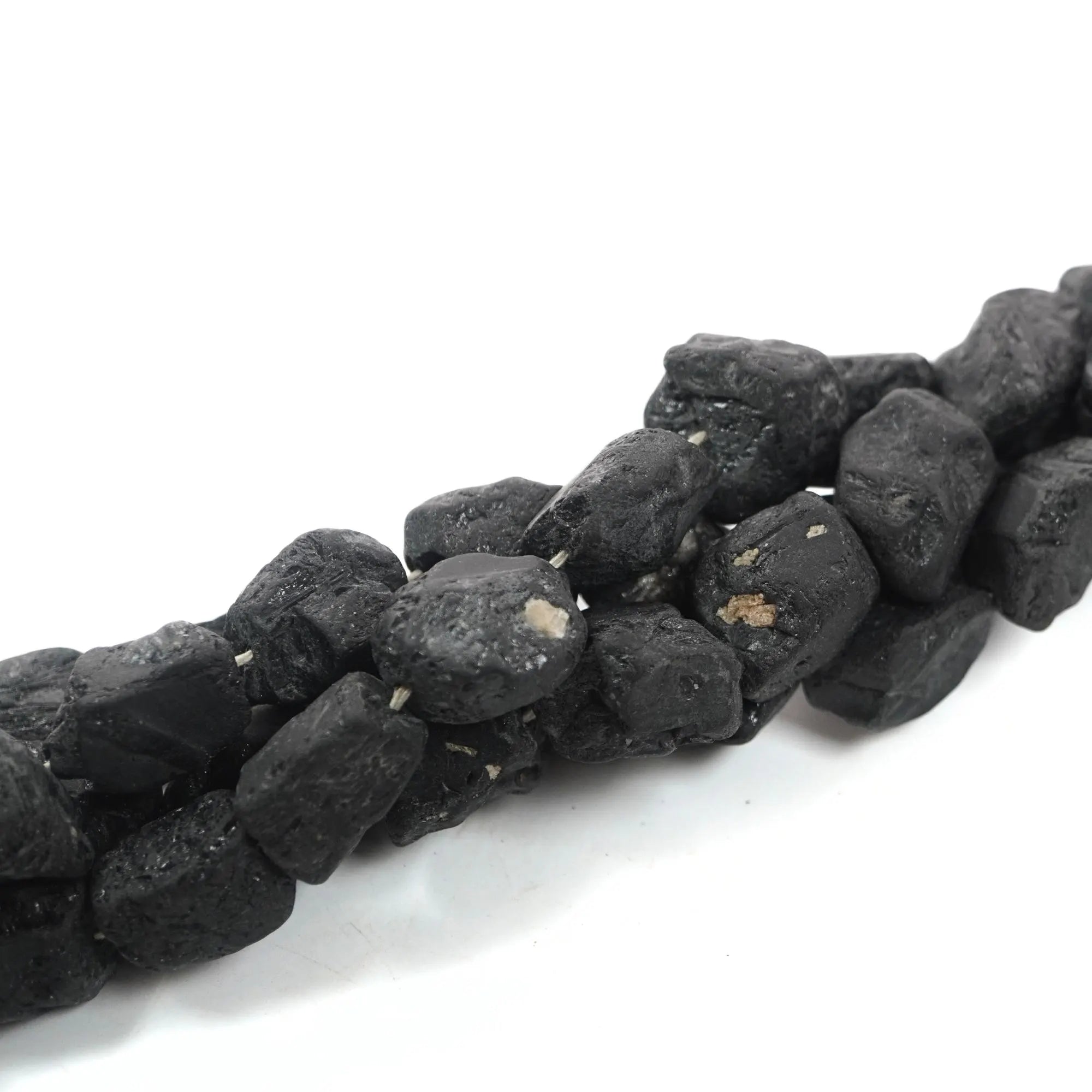 Black Tourmaline Rough Matte Nugget Shape Gemstone Strand Beads