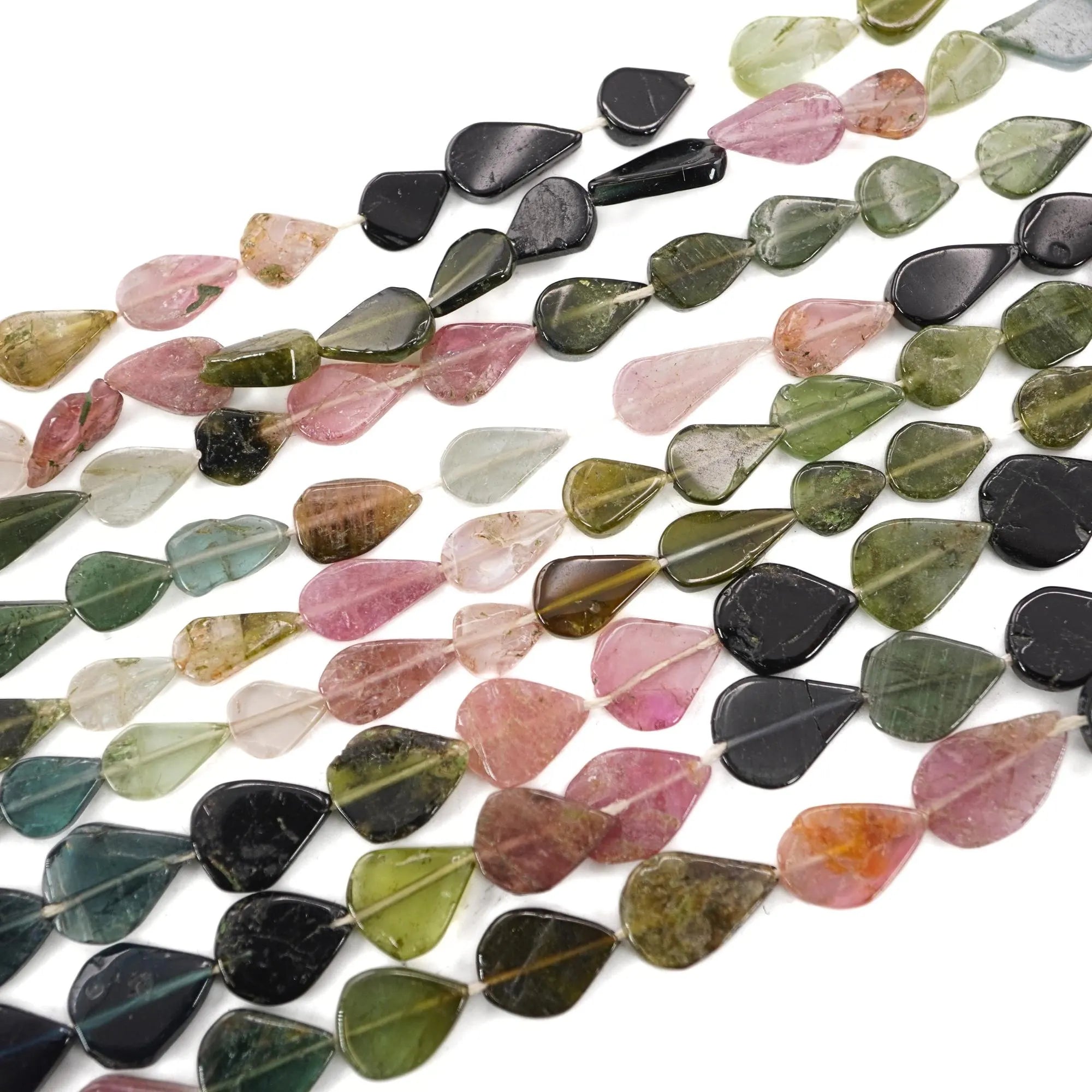 Multicolor Tourmaline Smooth Pear Shape Gemstone Strand Beads 